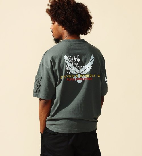 ALPHA(アルファ)の【ポイントアップ対象】USAF パッチプリントTシャツ 半袖|トップス/Tシャツ/カットソー/メンズ|グレー
