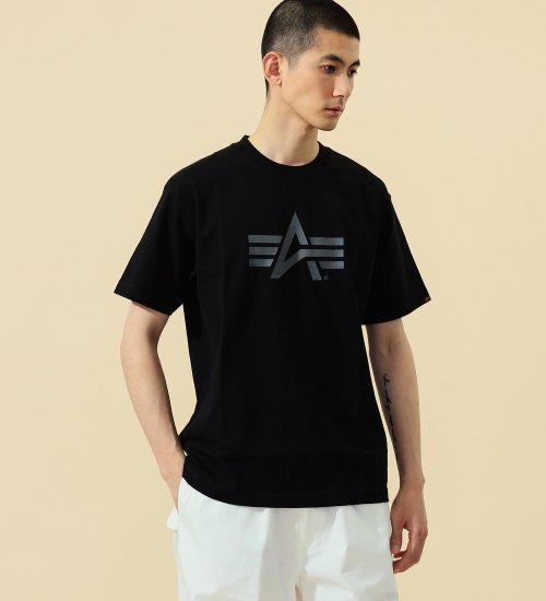 ALPHA(アルファ)の【ポイントアップ対象】AマークロゴプリントTシャツ 半袖|トップス/Tシャツ/カットソー/メンズ|ブラック
