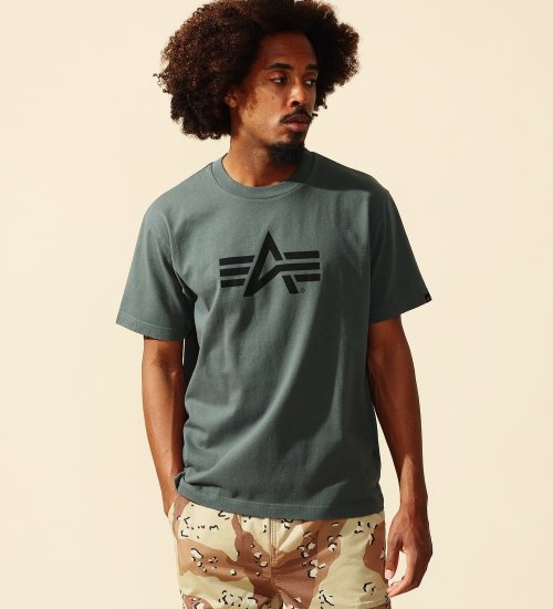 ALPHA(アルファ)のAマークロゴプリントTシャツ 半袖|トップス/Tシャツ/カットソー/メンズ|グレー