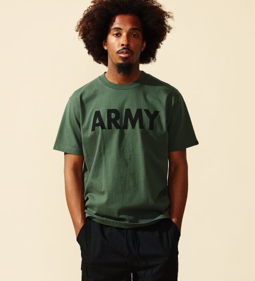 ALPHA(アルファ)の【ポイントアップ対象】ARMYプリントTシャツ 半袖|トップス/Tシャツ/カットソー/メンズ|ダークグリーン