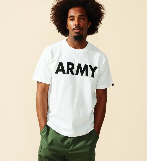ALPHA(アルファ)の【ポイントアップ対象】ARMYプリントTシャツ 半袖|トップス/Tシャツ/カットソー/メンズ|ホワイト