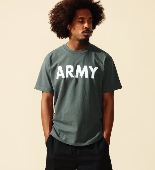 ALPHA(アルファ)の【ポイントアップ対象】ARMYプリントTシャツ 半袖|トップス/Tシャツ/カットソー/メンズ|グレー