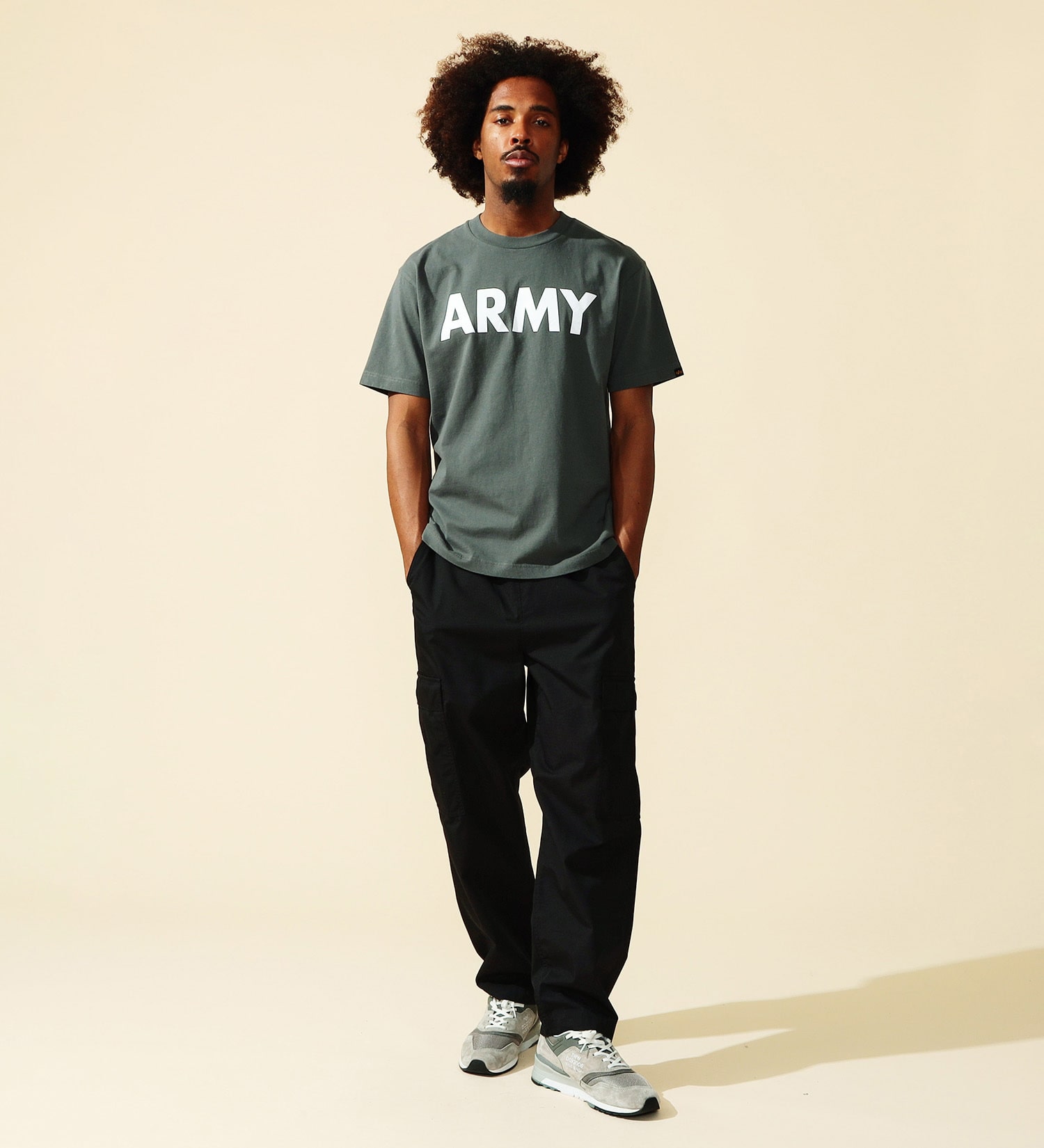 ALPHA(アルファ)のARMYプリントTシャツ 半袖|トップス/Tシャツ/カットソー/メンズ|グレー