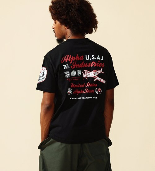 ALPHA(アルファ)のMILプリントＴシャツ 半袖|トップス/Tシャツ/カットソー/メンズ|ブラック