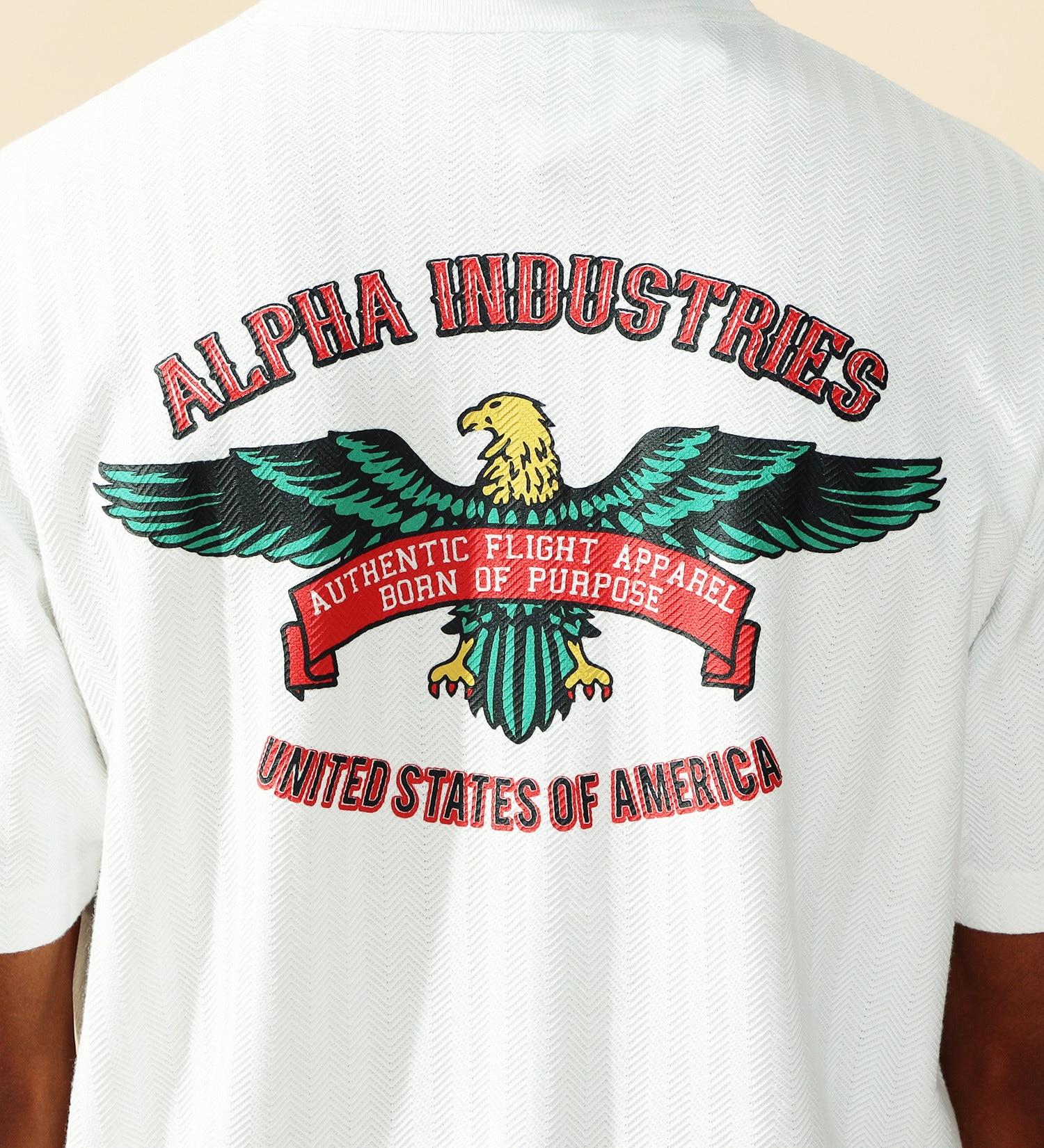 ALPHA(アルファ)のヘリンボーン バックプリントTシャツ 半袖|トップス/Tシャツ/カットソー/メンズ|ホワイト
