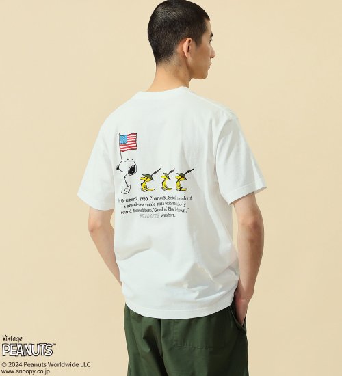 ALPHA(アルファ)の【ポイントアップ対象】PEANUTS x ALPHA 半袖Tシャツ/スヌーピー（GOOD OL）|トップス/Tシャツ/カットソー/メンズ|ホワイト