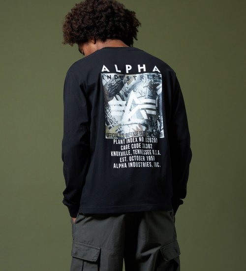 ALPHA(アルファ)のプリントBOX FLY-ATシャツ長袖|トップス/Tシャツ/カットソー/メンズ|ブラック系その他