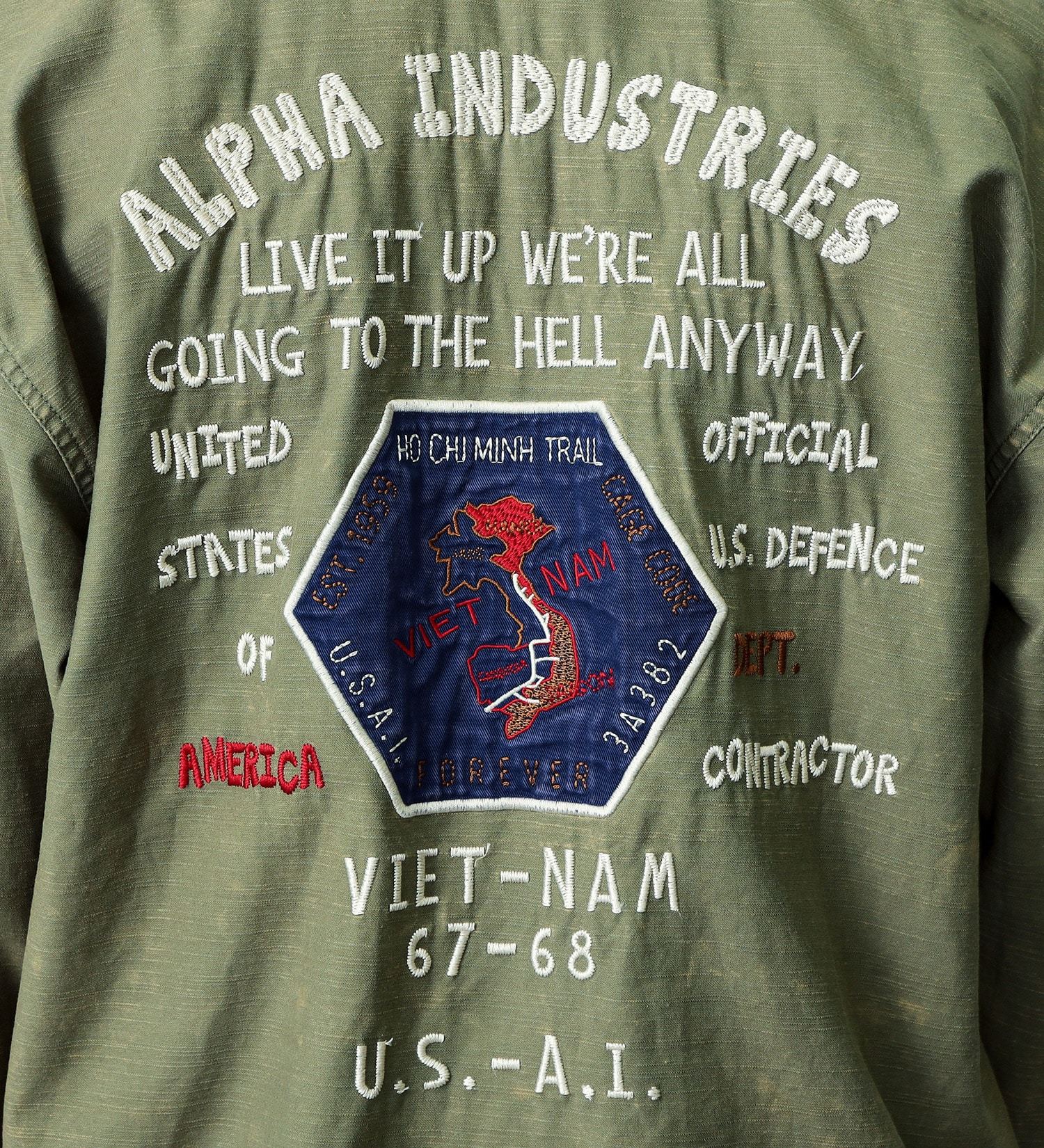 ALPHA(アルファ)の【父の日割対象】バック刺繍 長袖ミリタリーシャツ|トップス/シャツ/ブラウス/メンズ|グリーン