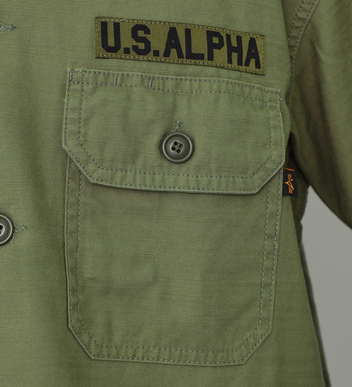 ALPHA(アルファ)の【GW SALE】【大きいサイズ】パッチドミリタリーシャツ|トップス/シャツ/ブラウス/メンズ|オリーブ