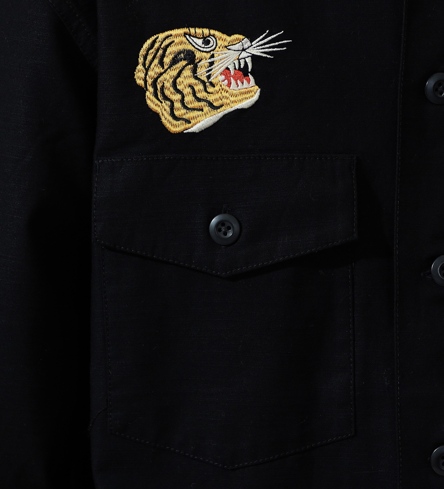 ALPHA(アルファ)のユーティリティシャツ/ベトジャン刺繍 長袖（VIETNAM）|トップス/シャツ/ブラウス/メンズ|ブラック