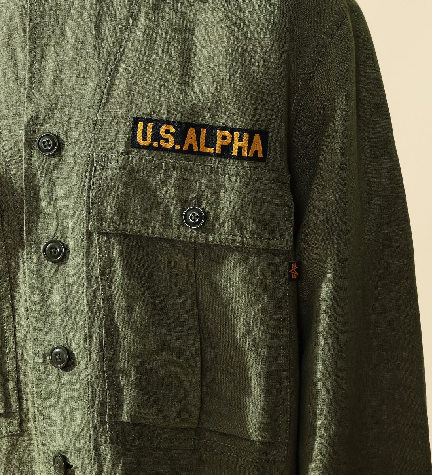 ALPHA(アルファ)のユーティリティリネンシャツ 長袖|トップス/シャツ/ブラウス/メンズ|オリーブ