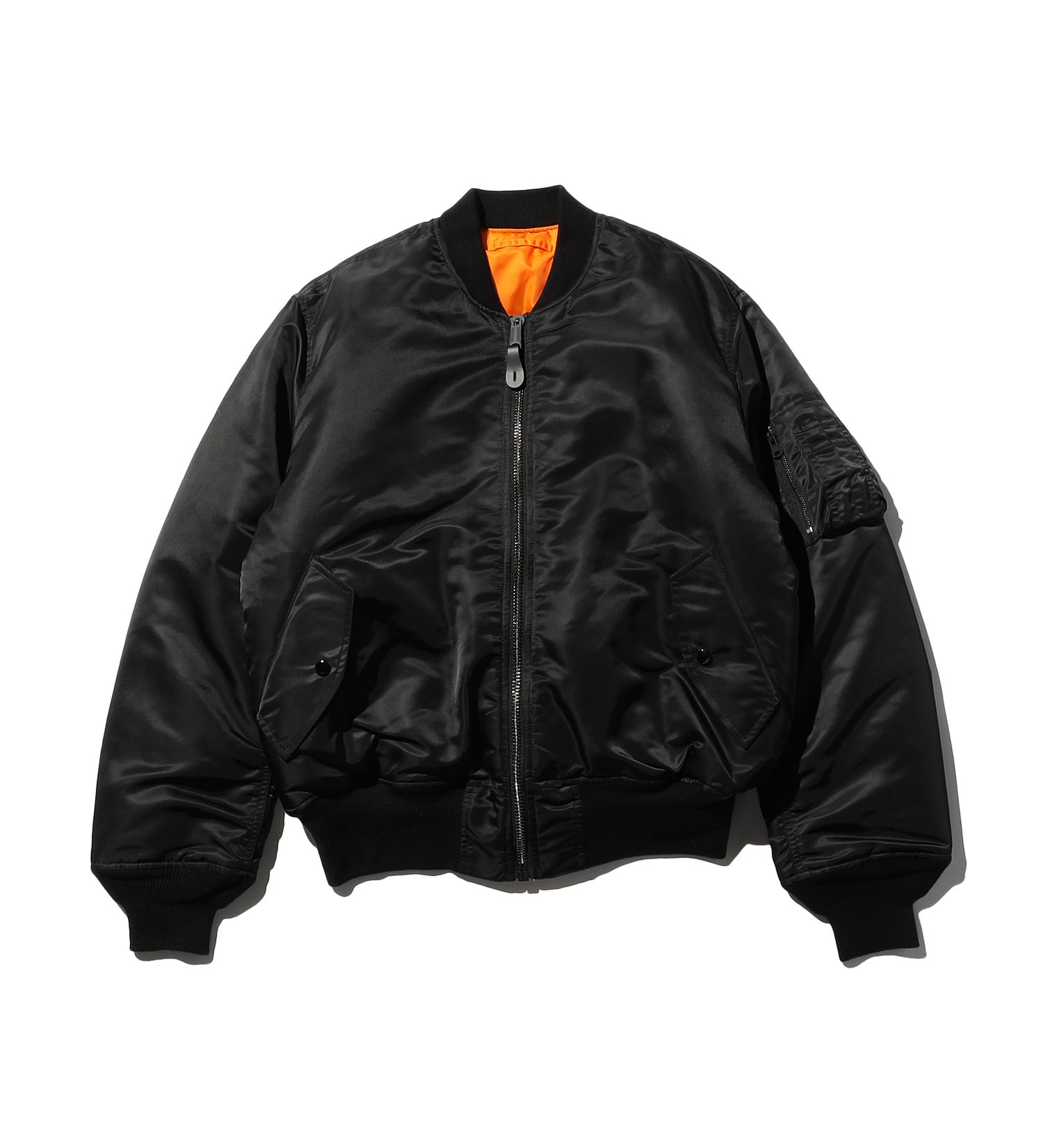 VALLEY APPAREL(バレー アパレル)の【大きいサイズ】MA-1 フライトナイロンジャケット|ジャケット/アウター/ミリタリージャケット/メンズ|ブラック