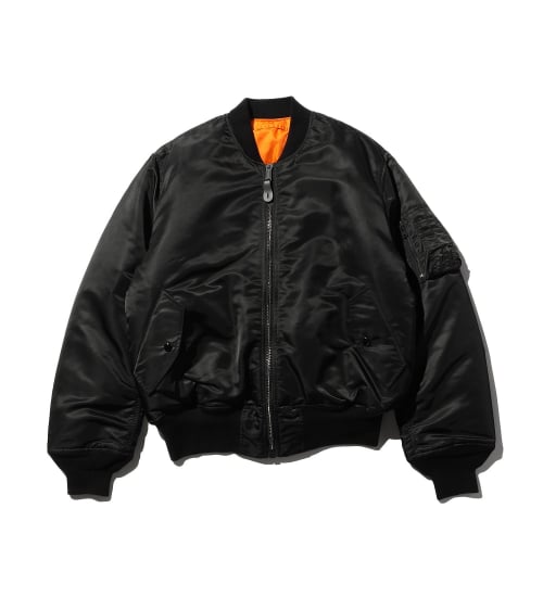 VALLEY APPAREL(バレー アパレル)の【大きいサイズ】MA-1 フライトナイロンジャケット|ジャケット/アウター/ミリタリージャケット/メンズ|ブラック