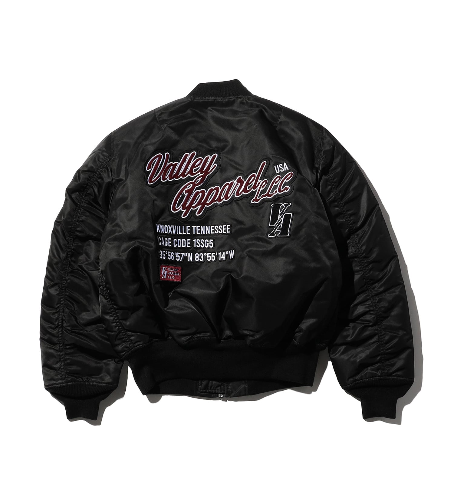 VALLEY APPAREL(バレー アパレル)のスタジャン風MA-1 フライトナイロンジャケット|ジャケット/アウター/ミリタリージャケット/メンズ|ブラック
