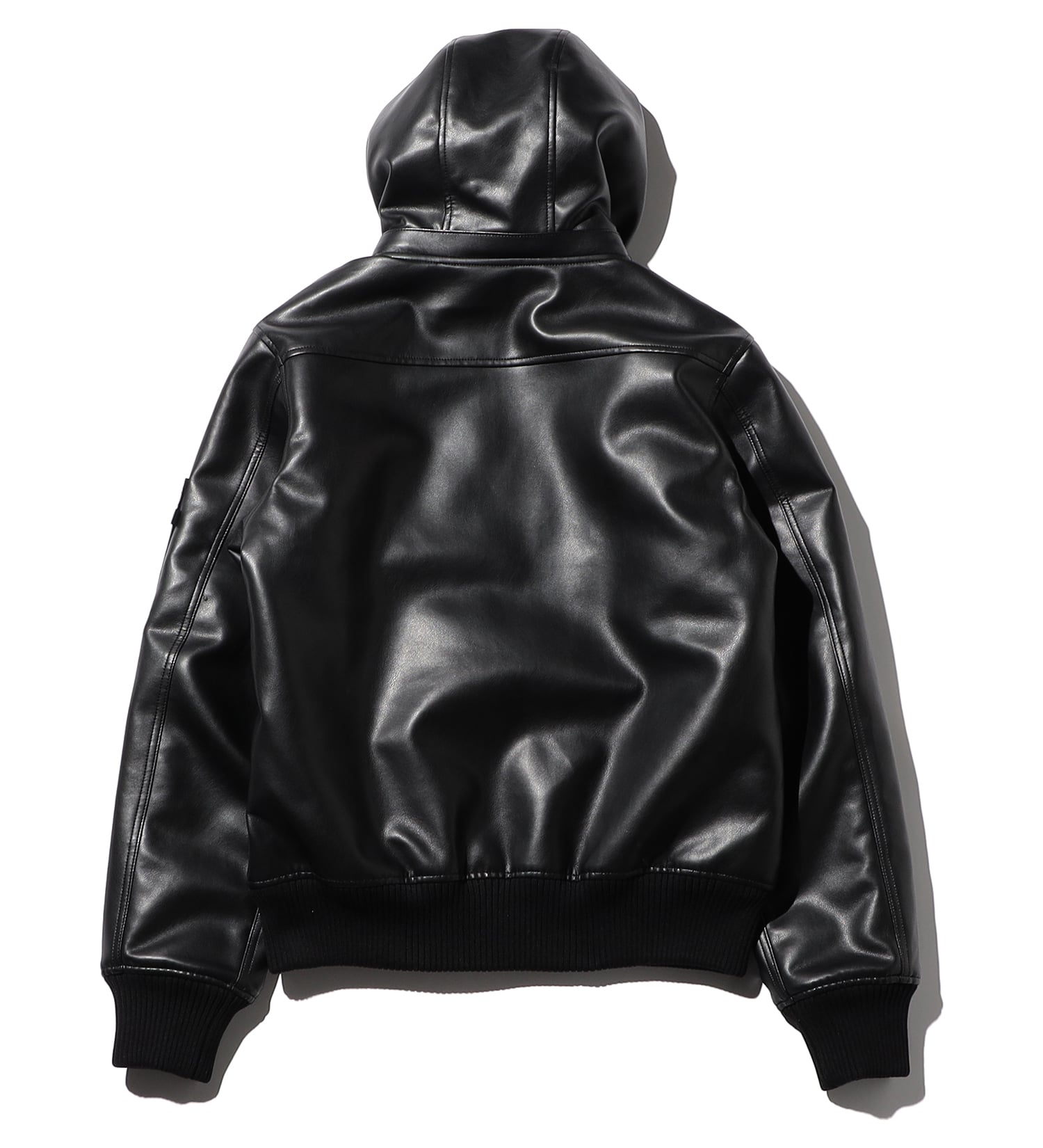 VALLEY APPAREL(バレー アパレル)のフェイクレザー フーデッドリブジャケット|ジャケット/アウター/ミリタリージャケット/メンズ|ブラック