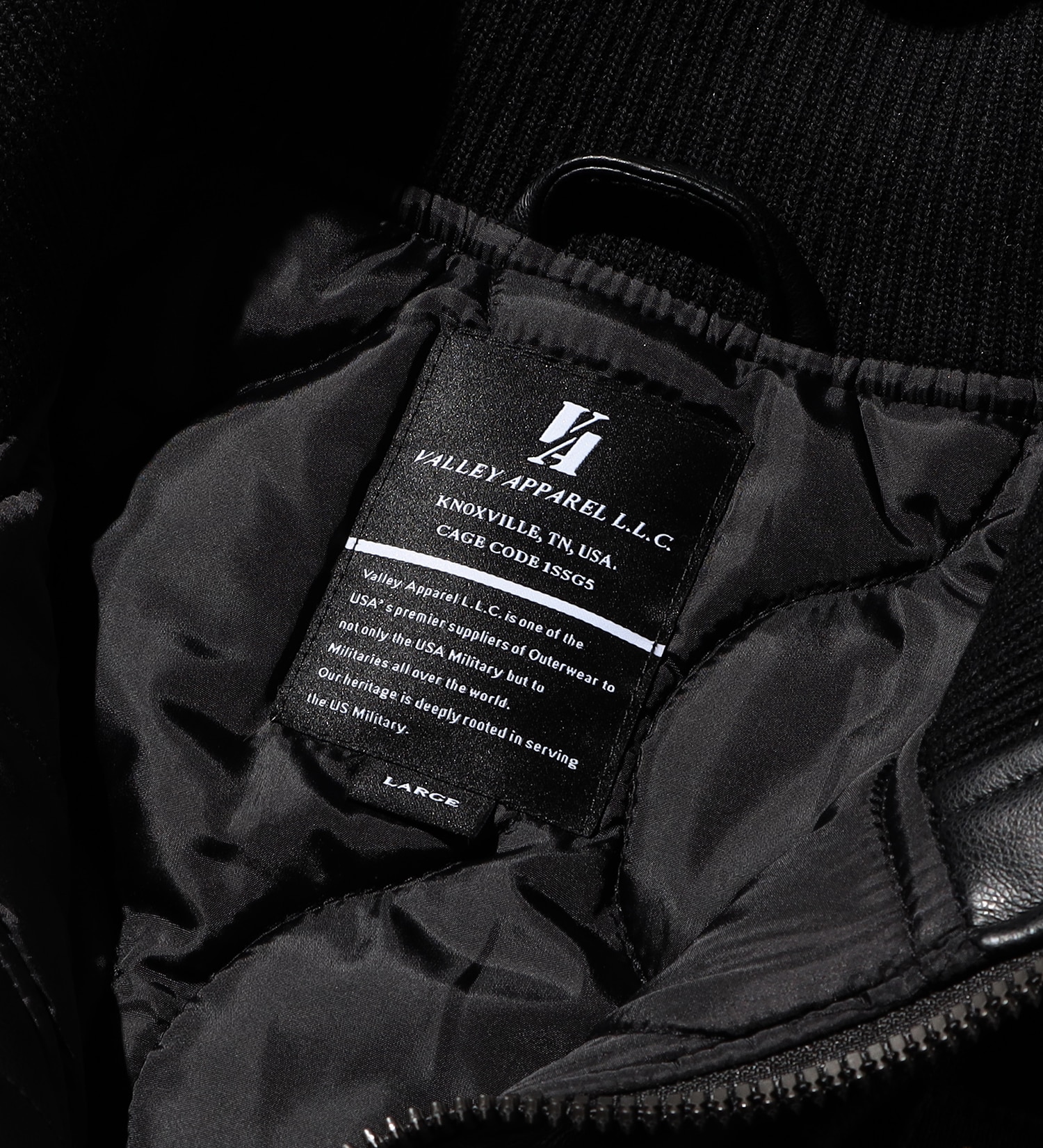 VALLEY APPAREL(バレー アパレル)のフェイクレザー フーデッドリブジャケット|ジャケット/アウター/ミリタリージャケット/メンズ|ブラック
