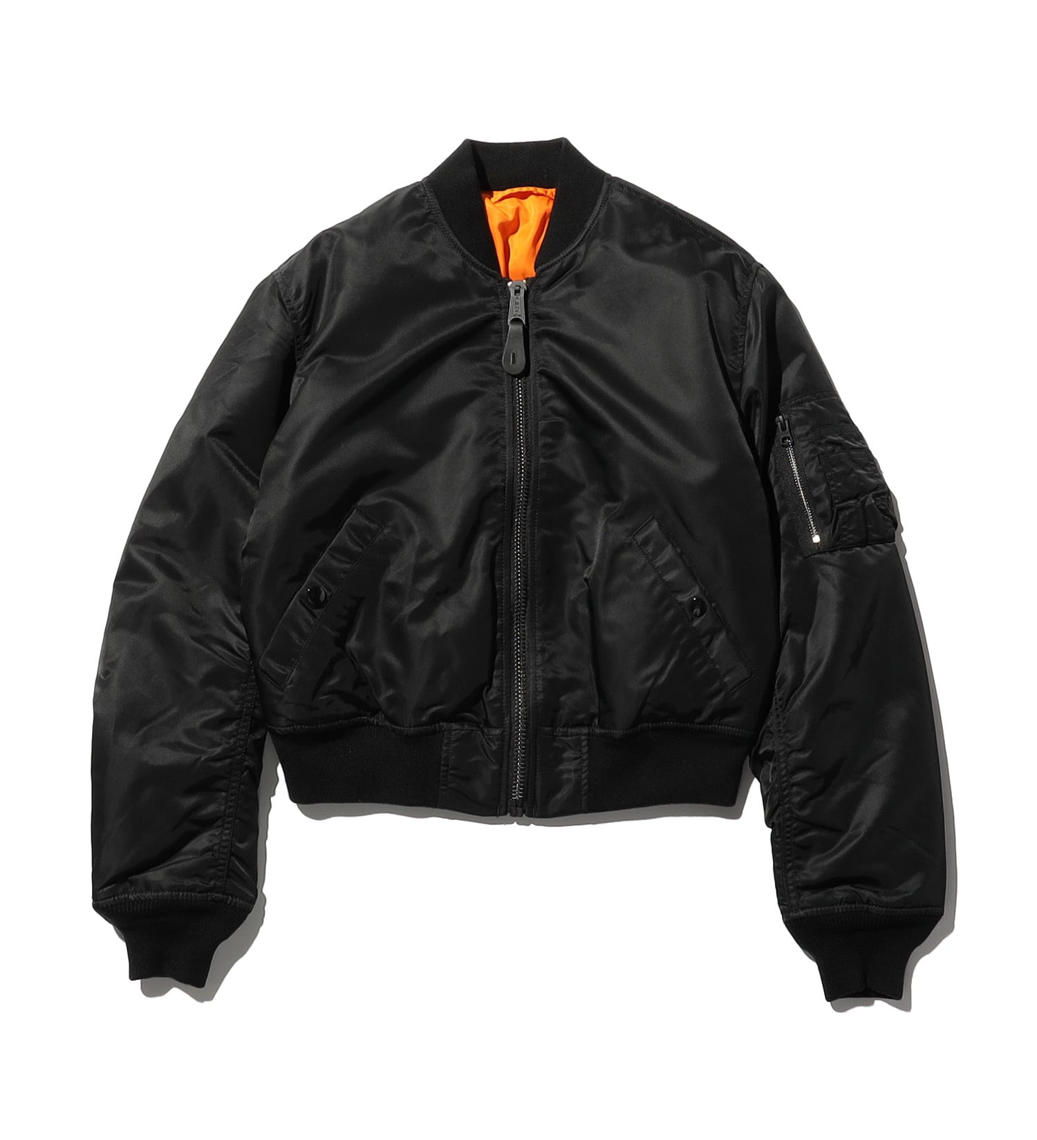 VALLEY APPAREL(バレー アパレル)のレディース MA-1 ショートナイロンジャケット|ジャケット/アウター/ミリタリージャケット/レディース|ブラック