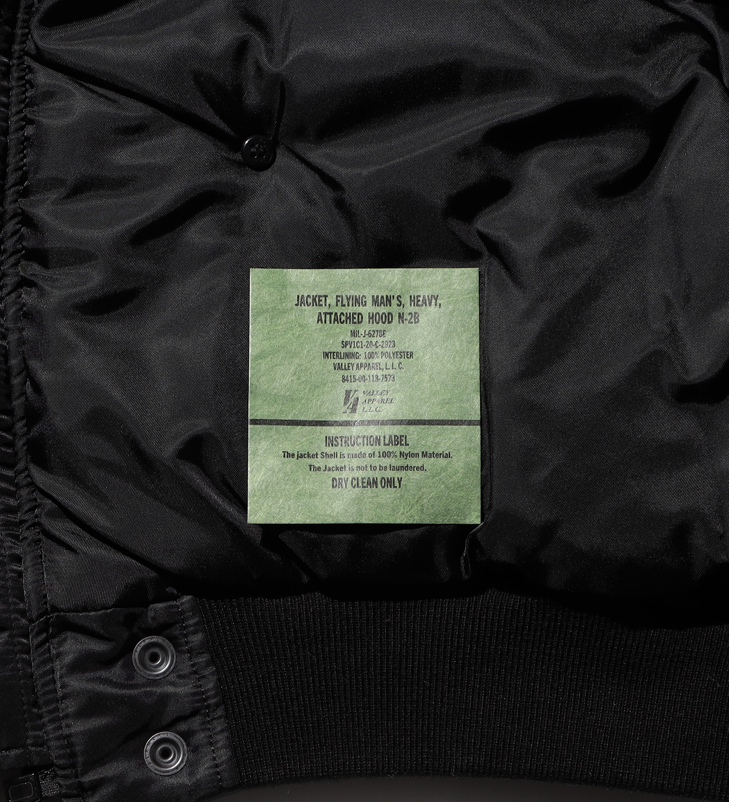 VALLEY APPAREL(バレー アパレル)のレディース N-2B ショートナイロンジャケット|ジャケット/アウター/ミリタリージャケット/レディース|ブラック