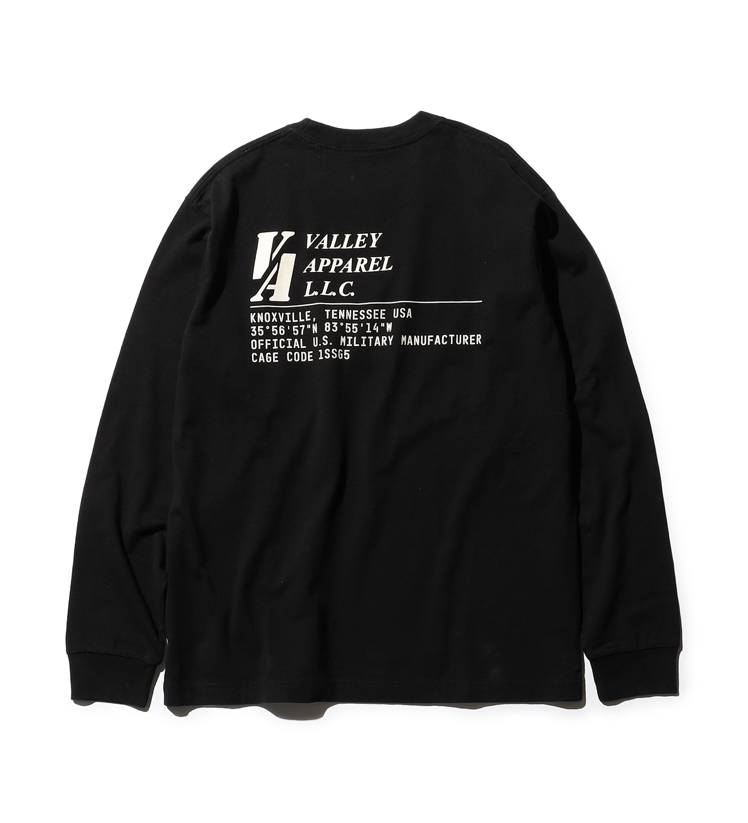 VALLEY APPAREL(バレー アパレル)のバーティカルロゴプリントTシャツ 長袖|トップス/Tシャツ/カットソー/メンズ|ブラック