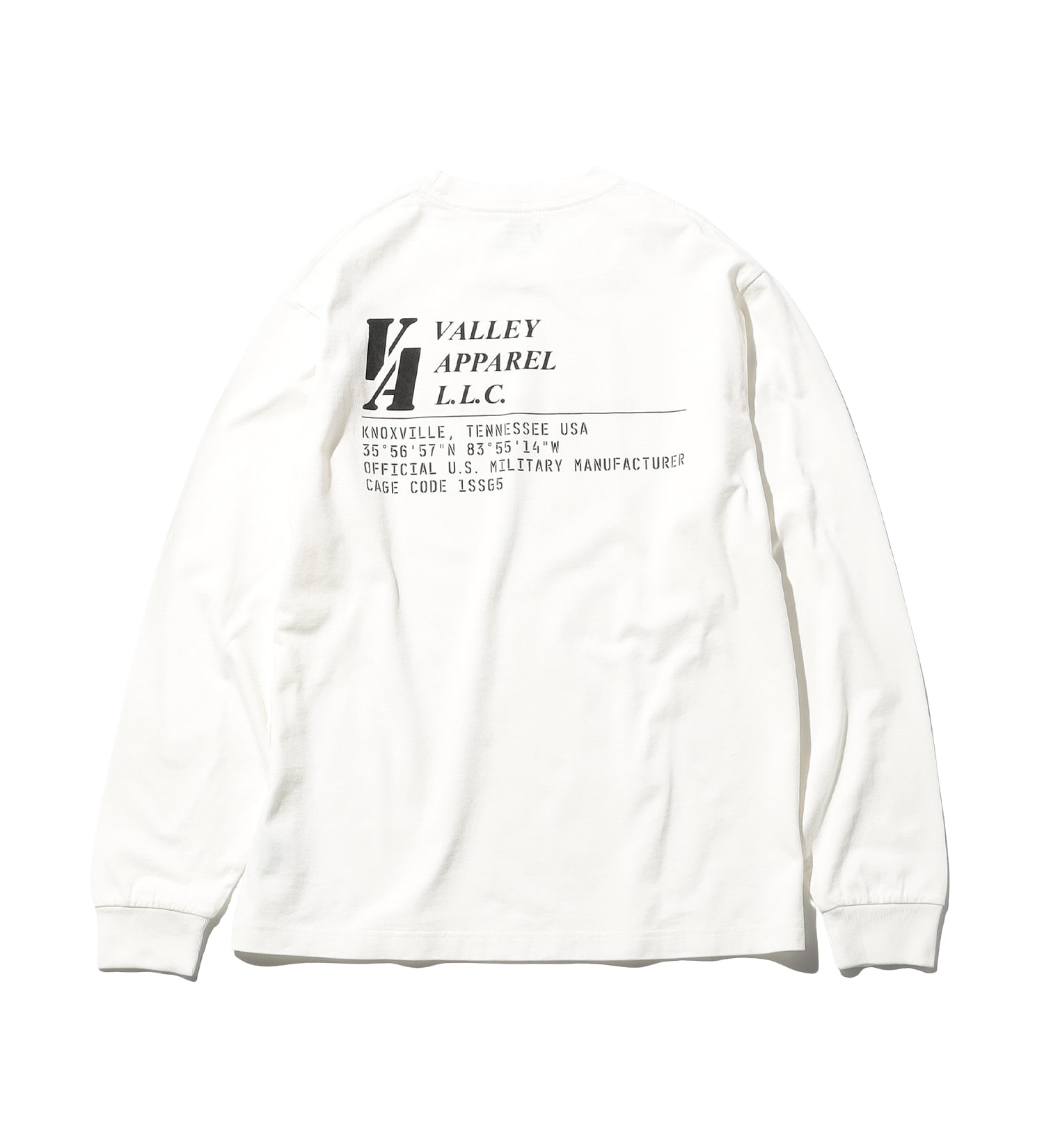 VALLEY APPAREL(バレー アパレル)のバーティカルロゴプリントTシャツ 長袖|トップス/Tシャツ/カットソー/メンズ|ホワイト