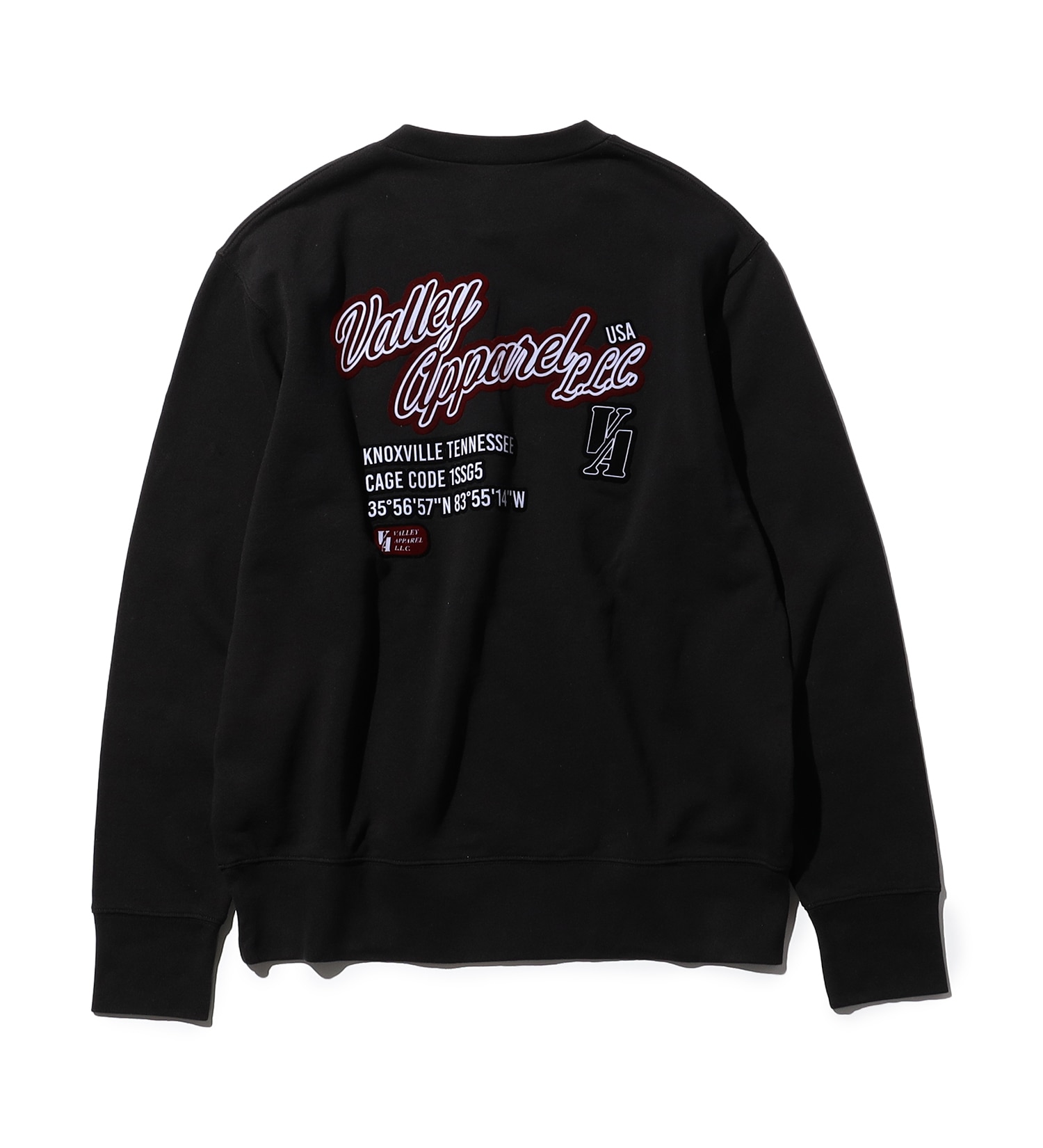 VALLEY APPAREL(バレー アパレル)のスタジャンワッペン風クルーネックスウェット|トップス/スウェット/メンズ|ブラック