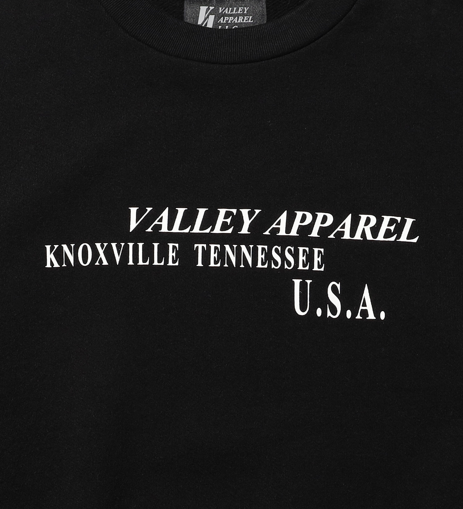 VALLEY APPAREL(バレー アパレル)のヒストリープリントクルーネックスウェット|トップス/スウェット/メンズ|ブラック