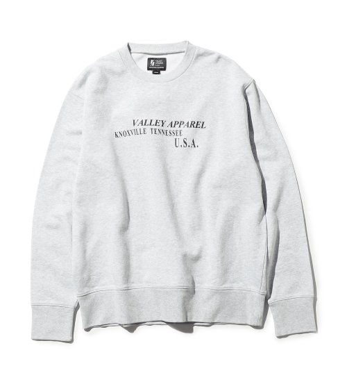 VALLEY APPAREL(バレー アパレル)のヒストリープリントクルーネックスウェット|トップス/スウェット/メンズ|ヘザ－グレー
