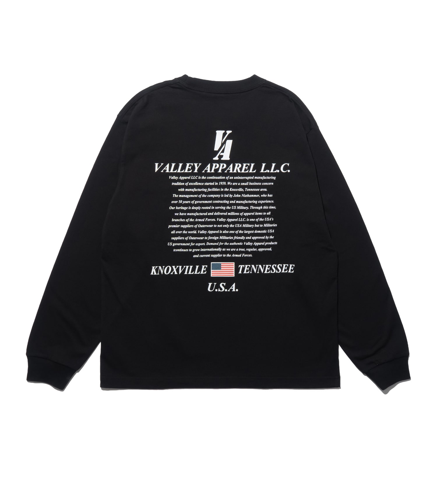 VALLEY APPAREL(バレー アパレル)のヒストリー 長袖Tシャツ|トップス/Tシャツ/カットソー/メンズ|ブラック