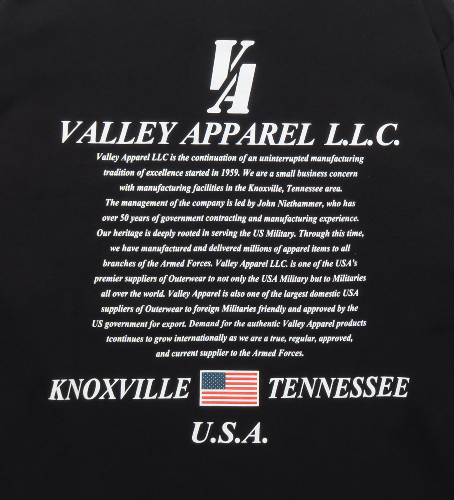 VALLEY APPAREL(バレー アパレル)のヒストリー 長袖Tシャツ|トップス/Tシャツ/カットソー/メンズ|ブラック