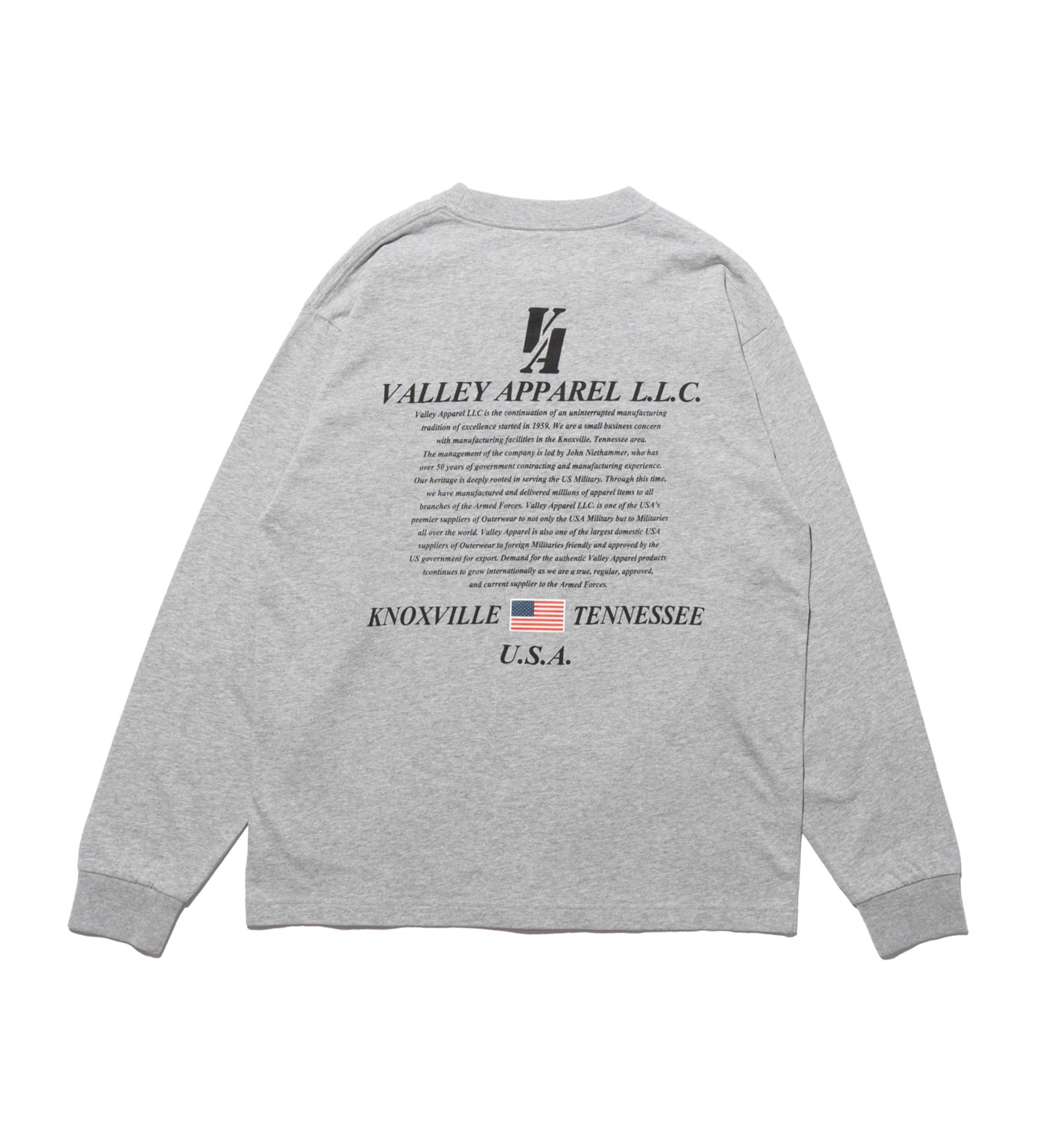 VALLEY APPAREL(バレー アパレル)のヒストリー 長袖Tシャツ|トップス/Tシャツ/カットソー/メンズ|ヘザ－グレー