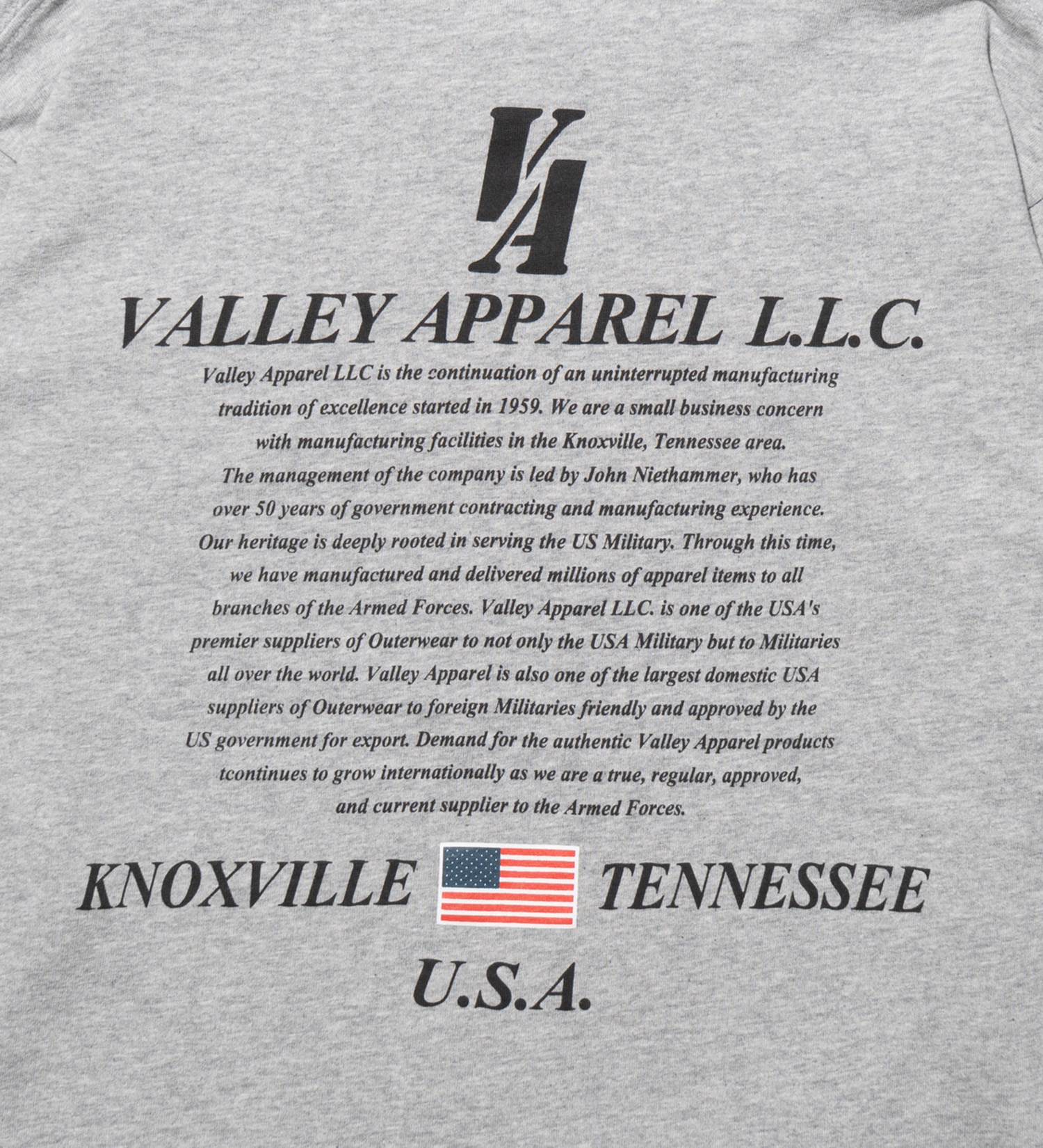 VALLEY APPAREL(バレー アパレル)のヒストリー 長袖Tシャツ|トップス/Tシャツ/カットソー/メンズ|ヘザ－グレー