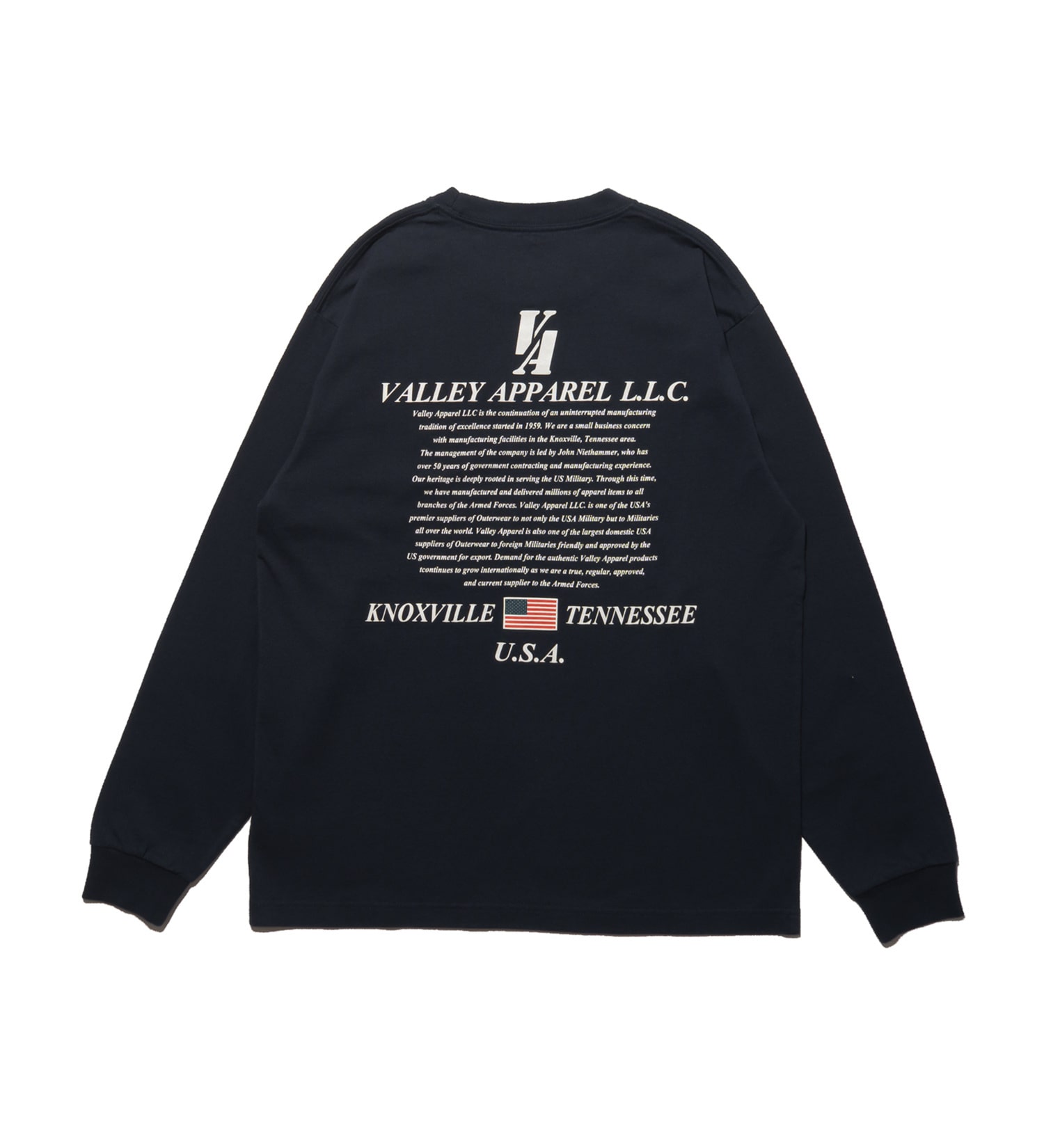 VALLEY APPAREL(バレー アパレル)のヒストリー 長袖Tシャツ|トップス/Tシャツ/カットソー/メンズ|ネイビー