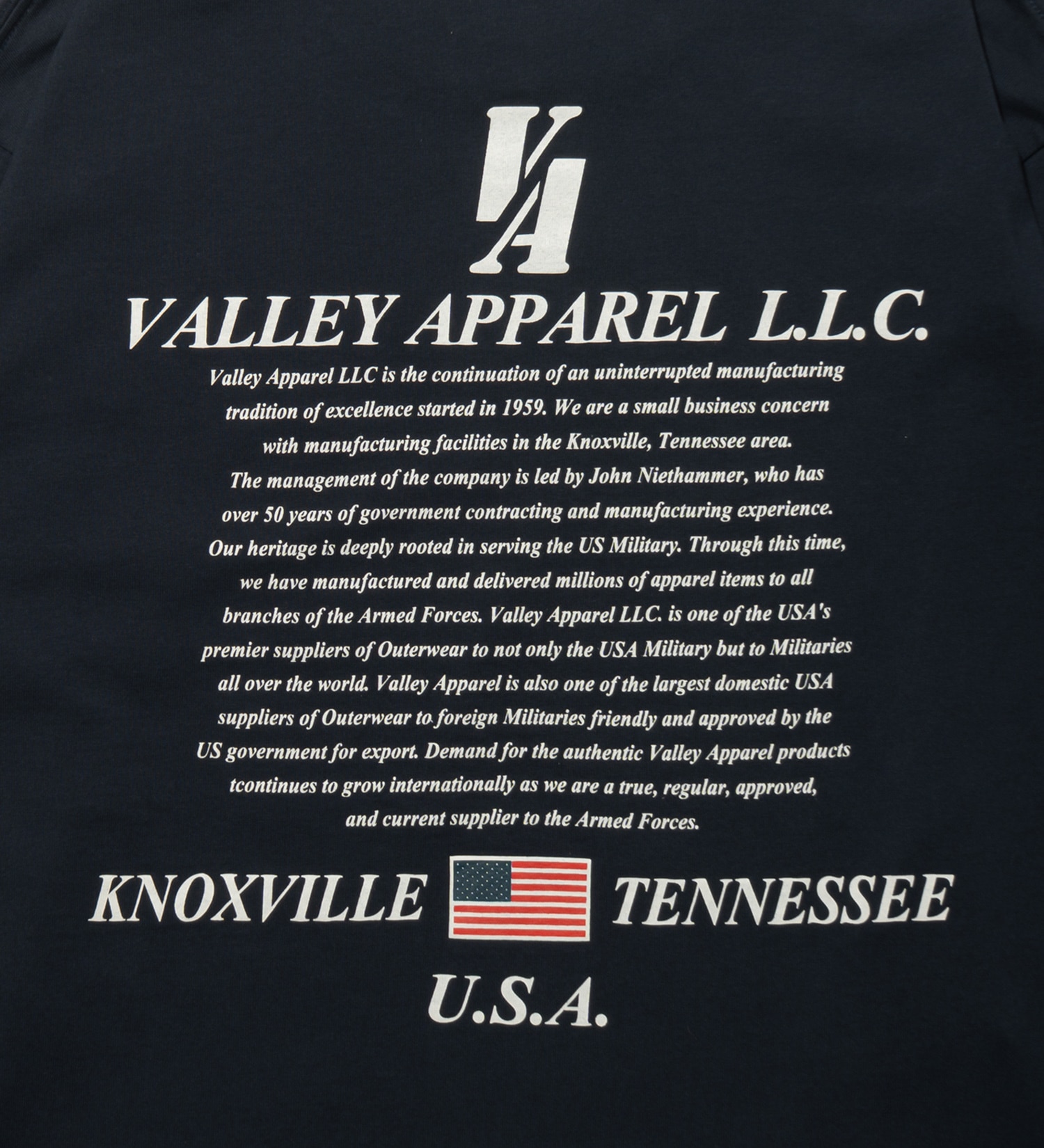 VALLEY APPAREL(バレー アパレル)のヒストリー 長袖Tシャツ|トップス/Tシャツ/カットソー/メンズ|ネイビー