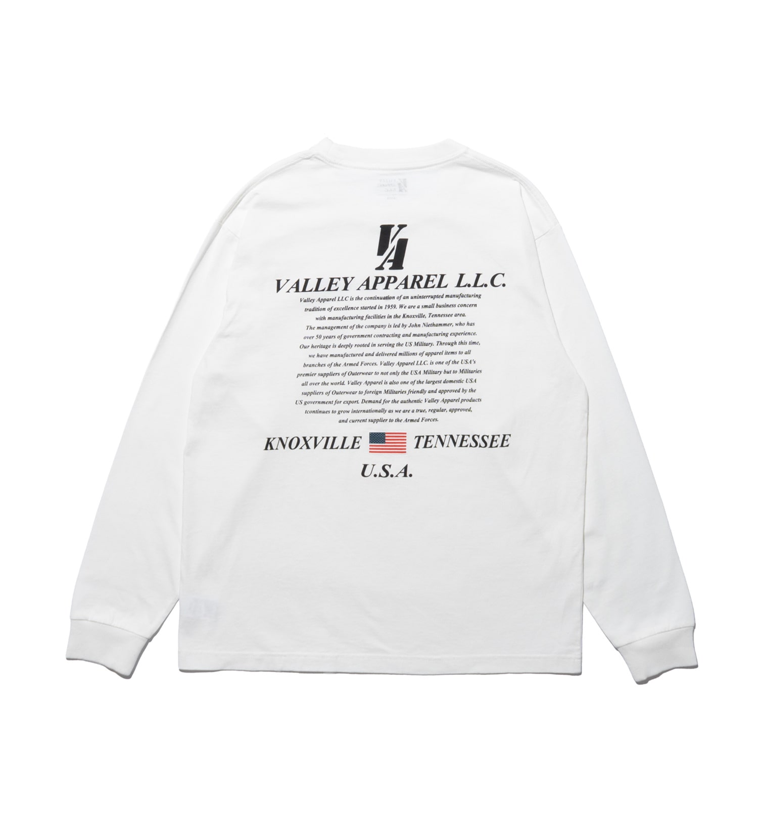 VALLEY APPAREL(バレー アパレル)のヒストリー 長袖Tシャツ|トップス/Tシャツ/カットソー/メンズ|ホワイト
