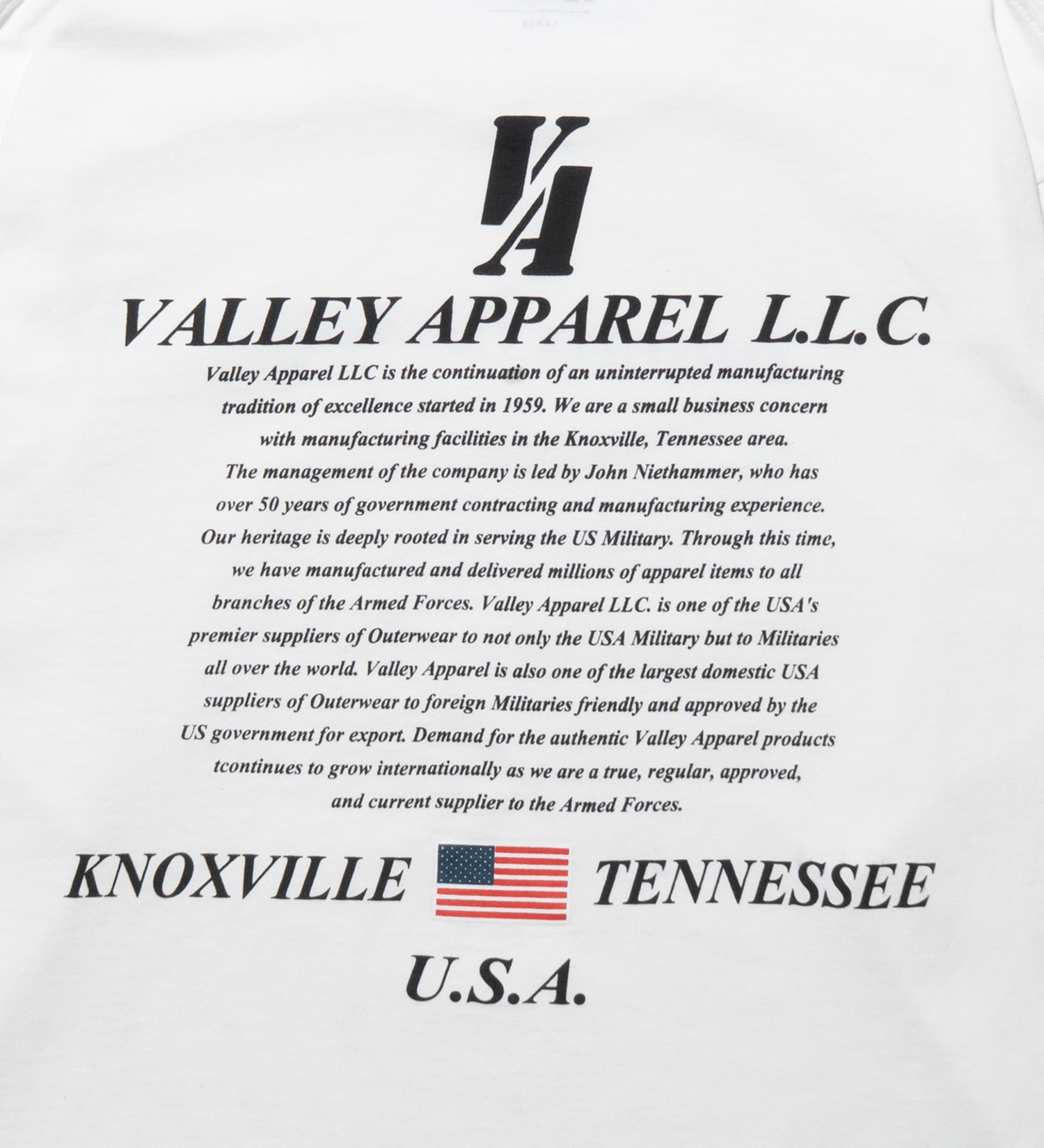 VALLEY APPAREL(バレー アパレル)のヒストリー 長袖Tシャツ|トップス/Tシャツ/カットソー/メンズ|ホワイト