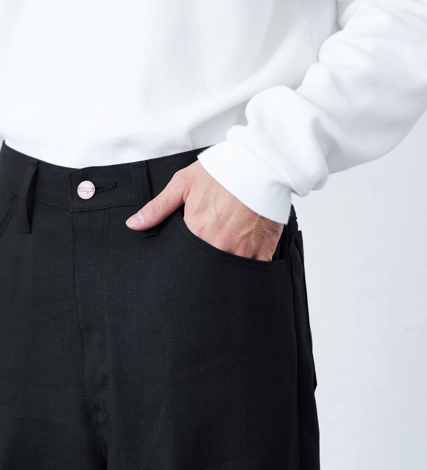 Wrangler(ラングラー)のWRANGLER WRANCHER/【リネンライク】ランチャーフレアードレスパンツ|パンツ/パンツ/メンズ|ブラック