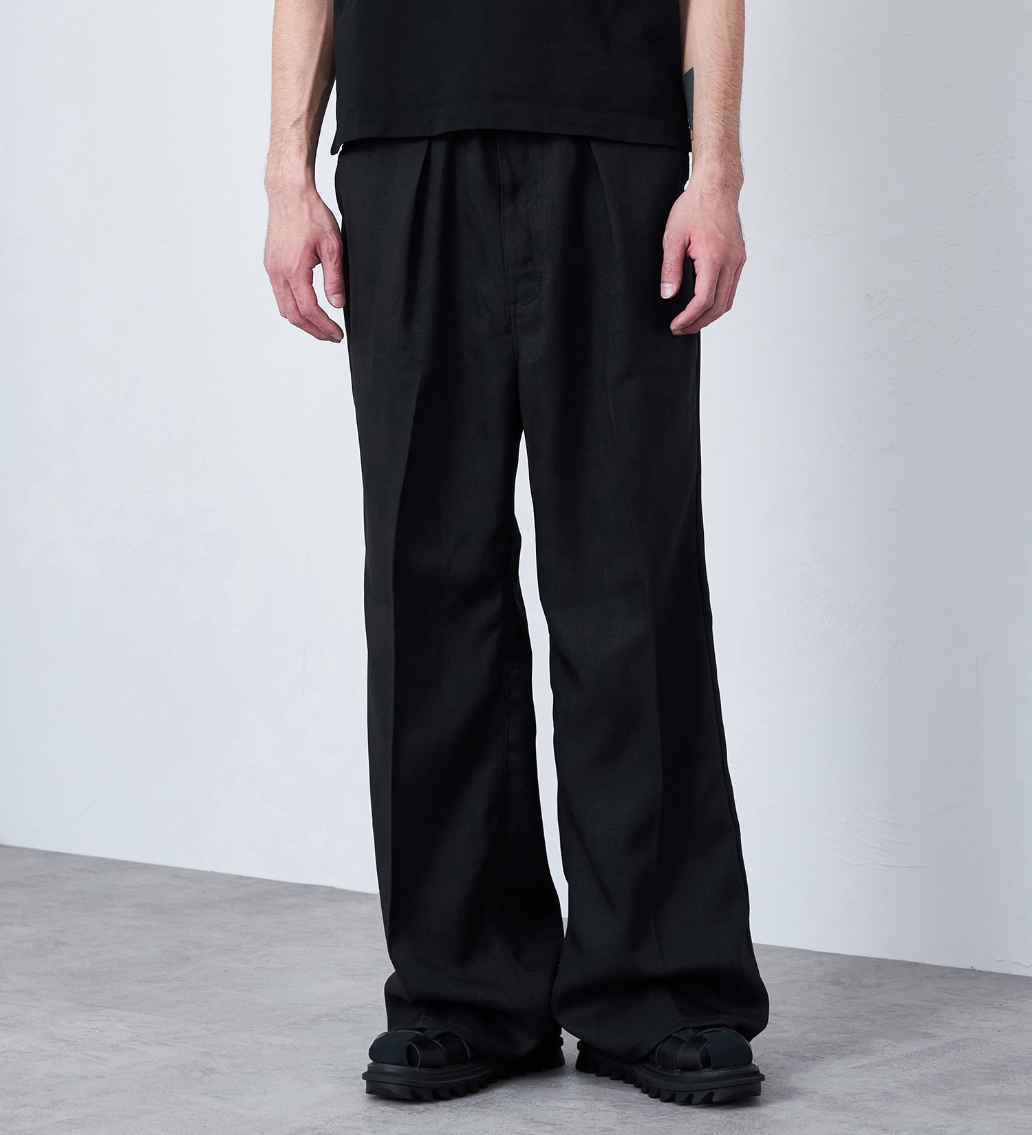 Wrangler(ラングラー)の【MENS】WRANCHER WIDE/【リネンライク】ランチャーフレアーワイド|パンツ/パンツ/メンズ|ブラック