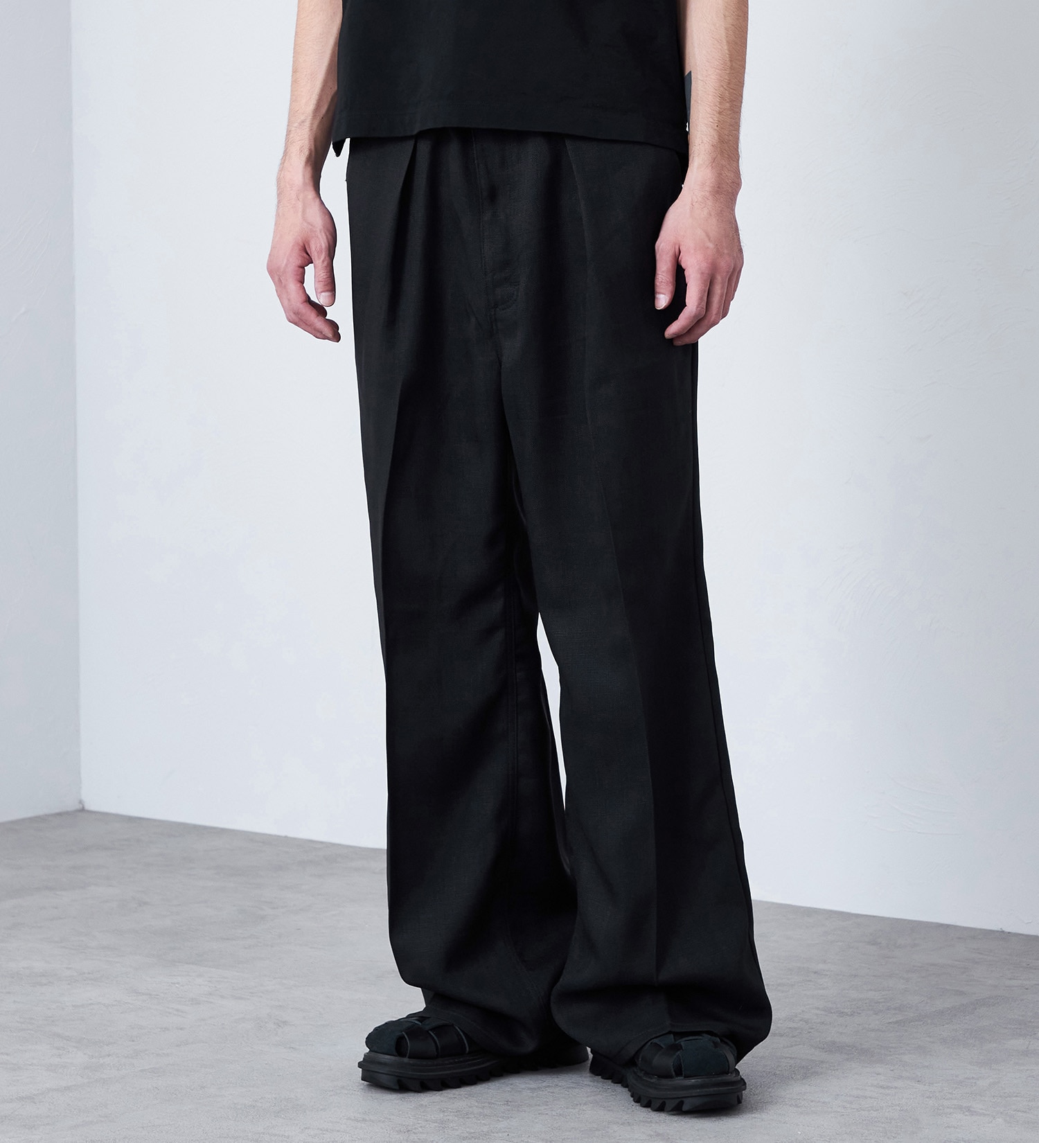 Wrangler(ラングラー)の【MENS】WRANCHER WIDE/【リネンライク】ランチャーフレアーワイド|パンツ/パンツ/メンズ|ブラック