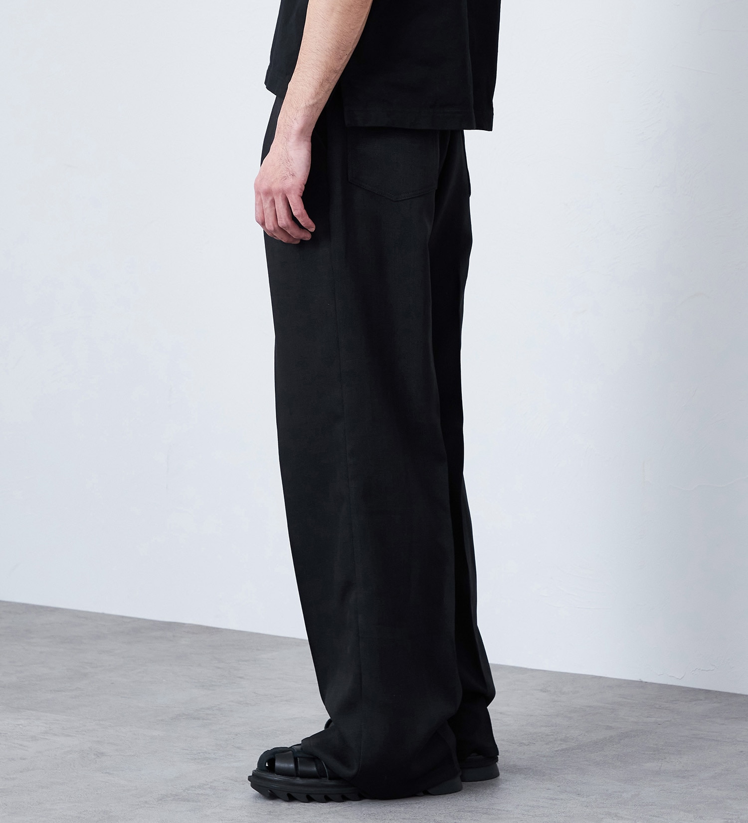 Wrangler(ラングラー)の【MENS】WRANCHER WIDE/【リネンライク】ランチャーフレアーワイド|パンツ/パンツ/メンズ|ブラック