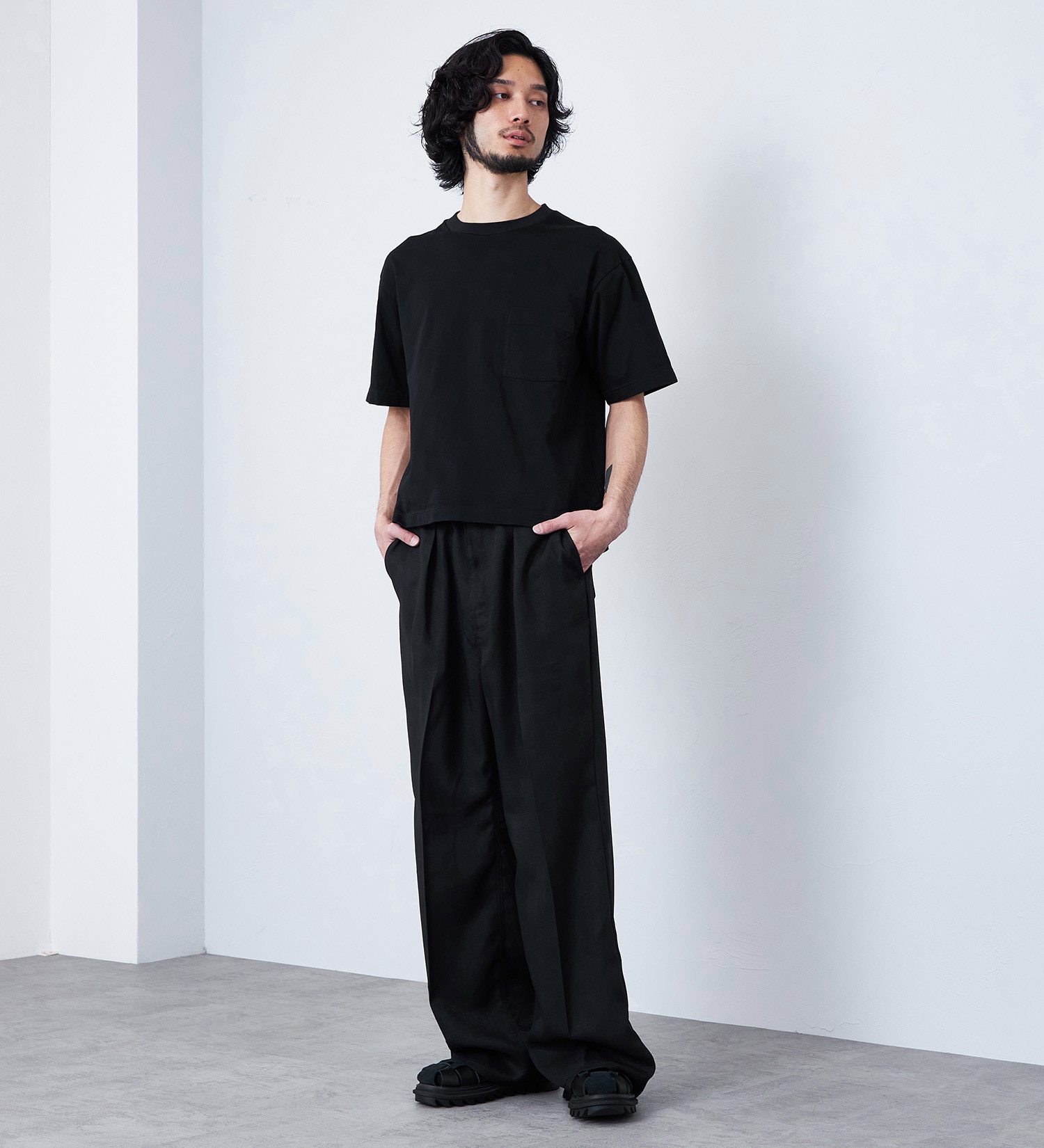 Wrangler(ラングラー)の【MENS】WRANCHER WIDE/【リネンライク】ランチャーフレアーワイド|パンツ/パンツ/メンズ|ブラック