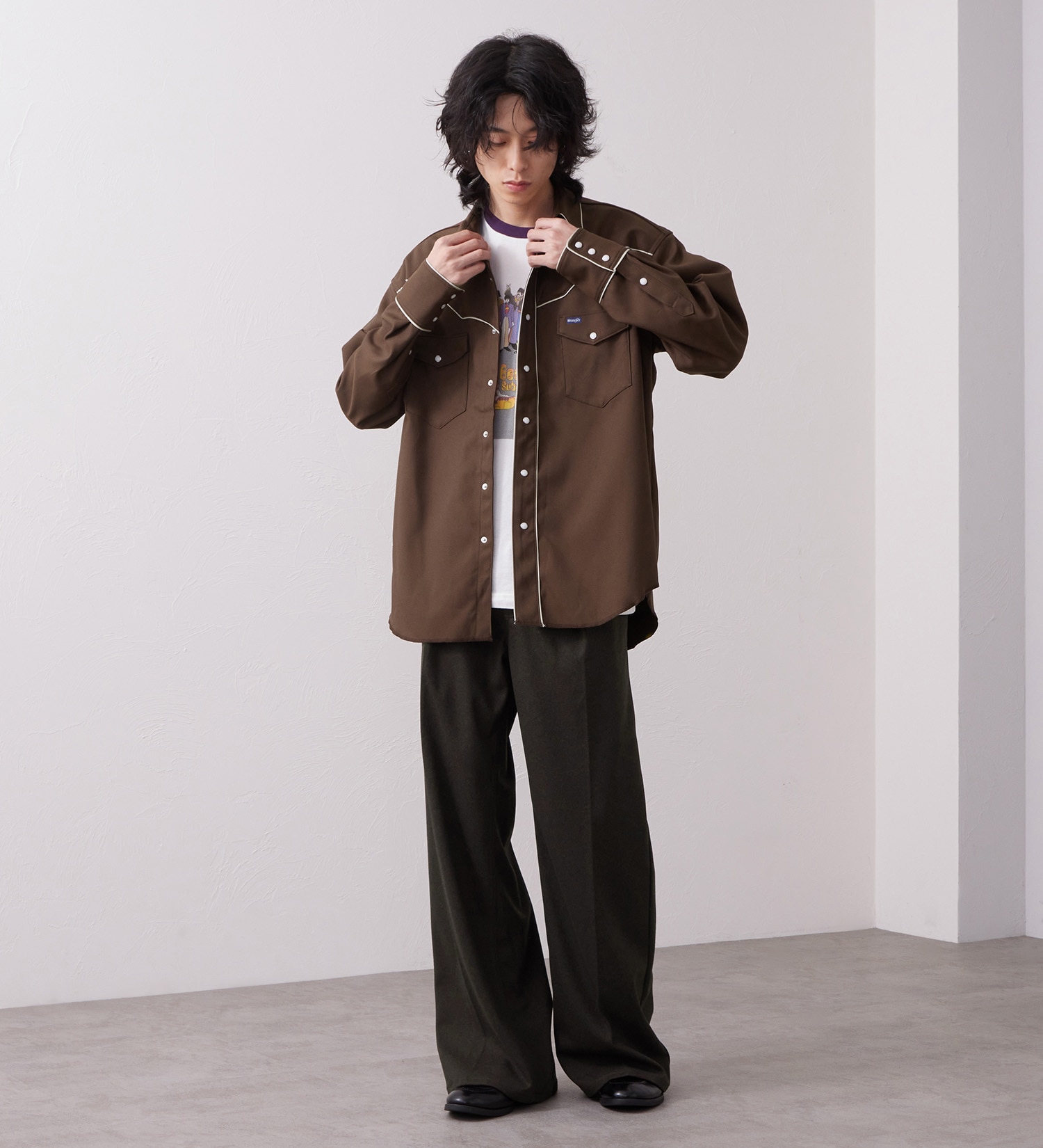 Wrangler(ラングラー)のWRANCHER WIDE/ランチャーフレアーワイド フランネル【メンズ/セットアップ対応/暖】|パンツ/パンツ/メンズ|ブラウン