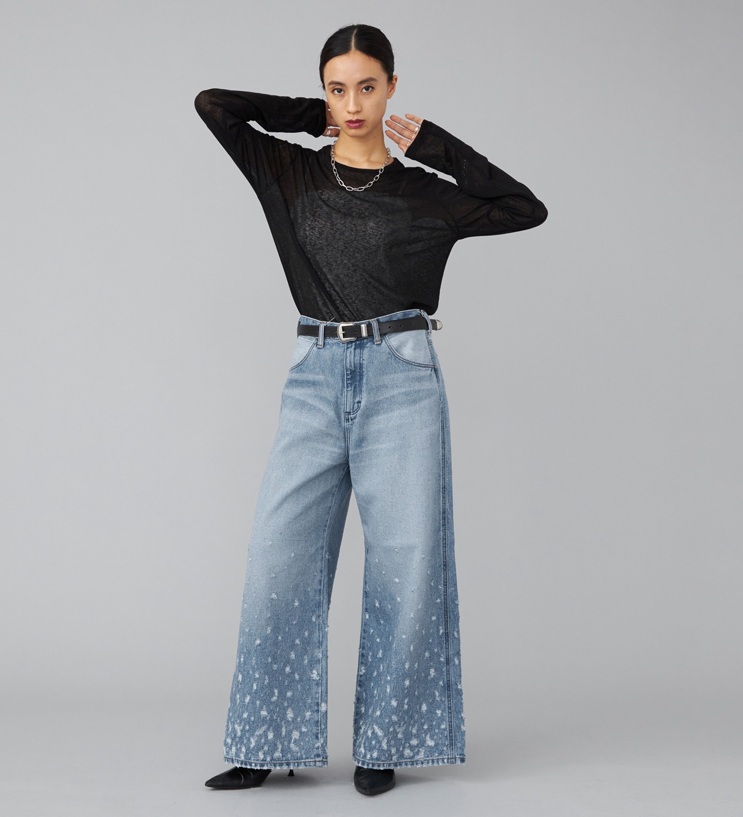 Wrangler(ラングラー)の【試着対象】WREMAKE WIDE DENIM PANTS|パンツ/デニムパンツ/レディース|中色ブルー