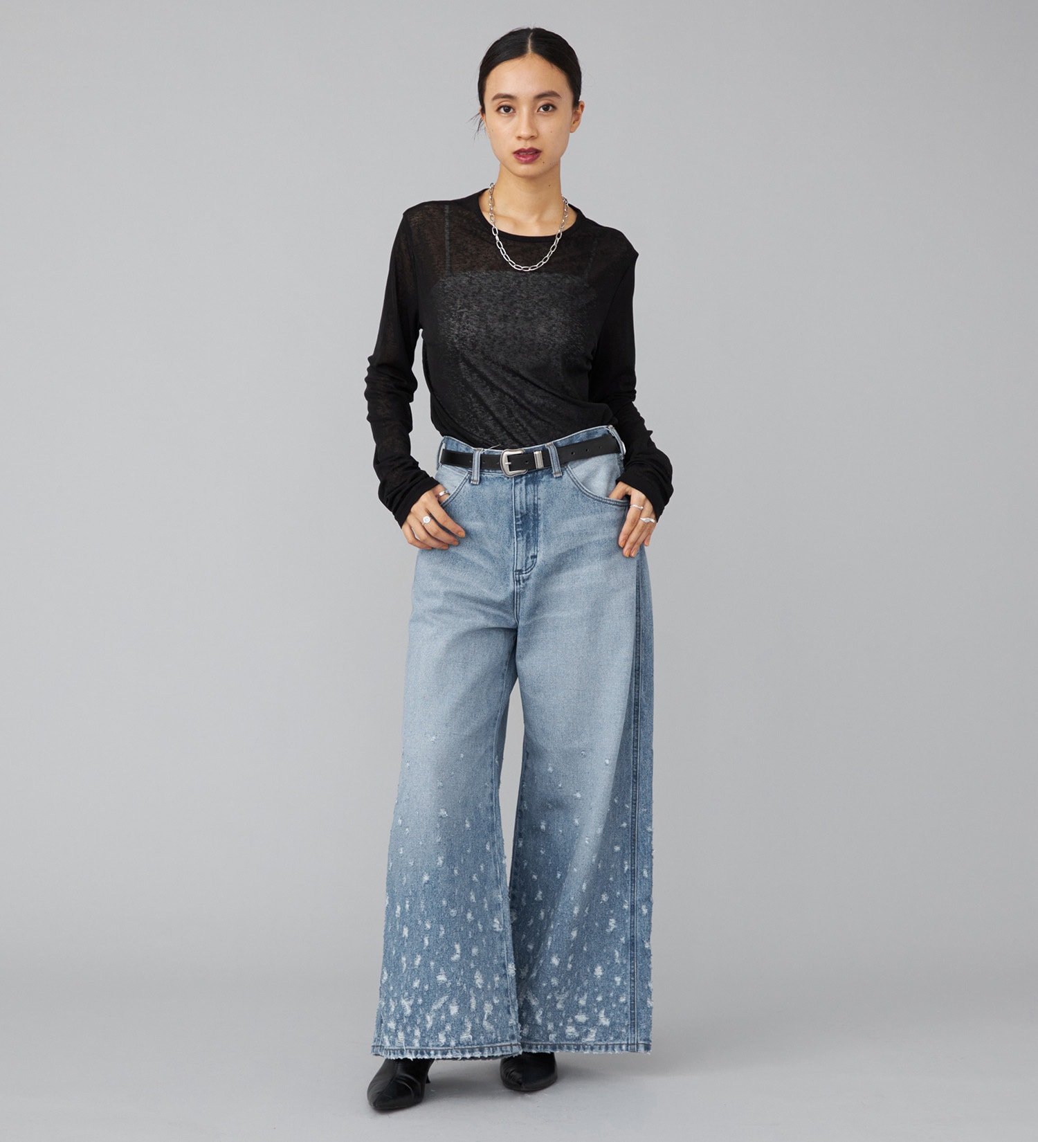 Wrangler(ラングラー)の【試着対象】WREMAKE WIDE DENIM PANTS|パンツ/デニムパンツ/レディース|中色ブルー