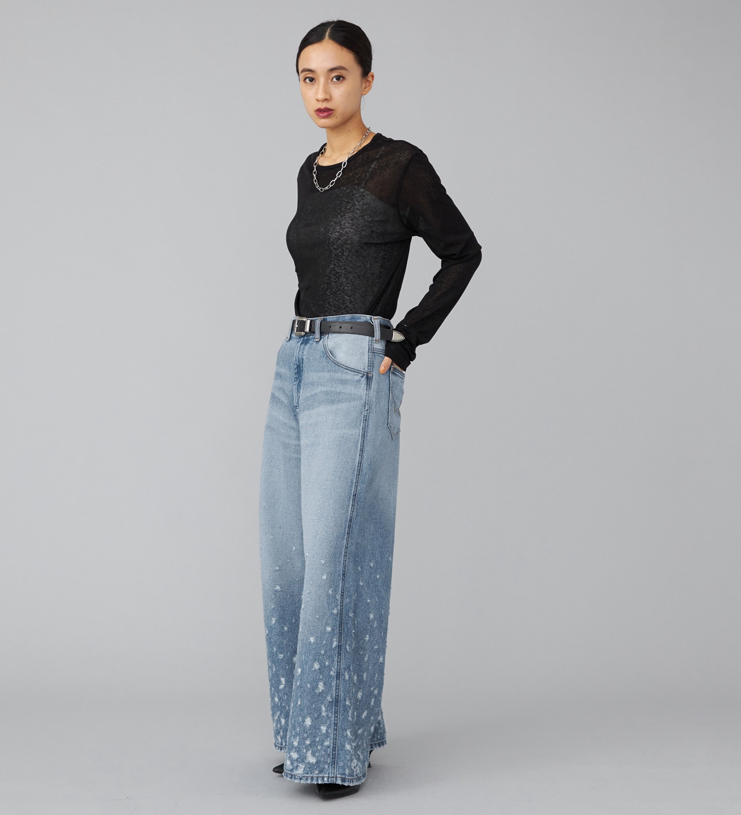 Wrangler(ラングラー)の【試着対象】WREMAKE WIDE DENIM PANTS|パンツ/デニムパンツ/レディース|中色ブルー