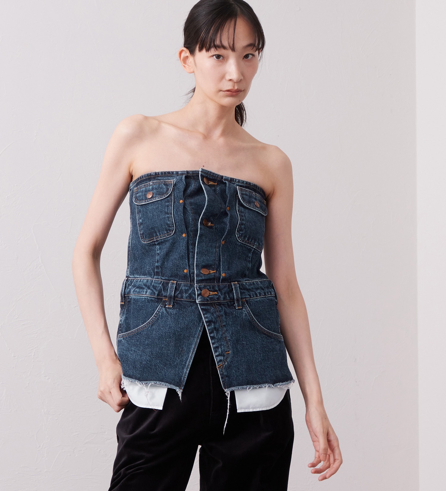 Wrangler(ラングラー)のWREMAKE BUSTIER/リメイクビスチェ【セットアップ可】|トップス/その他トップス/レディース|インディゴブルー