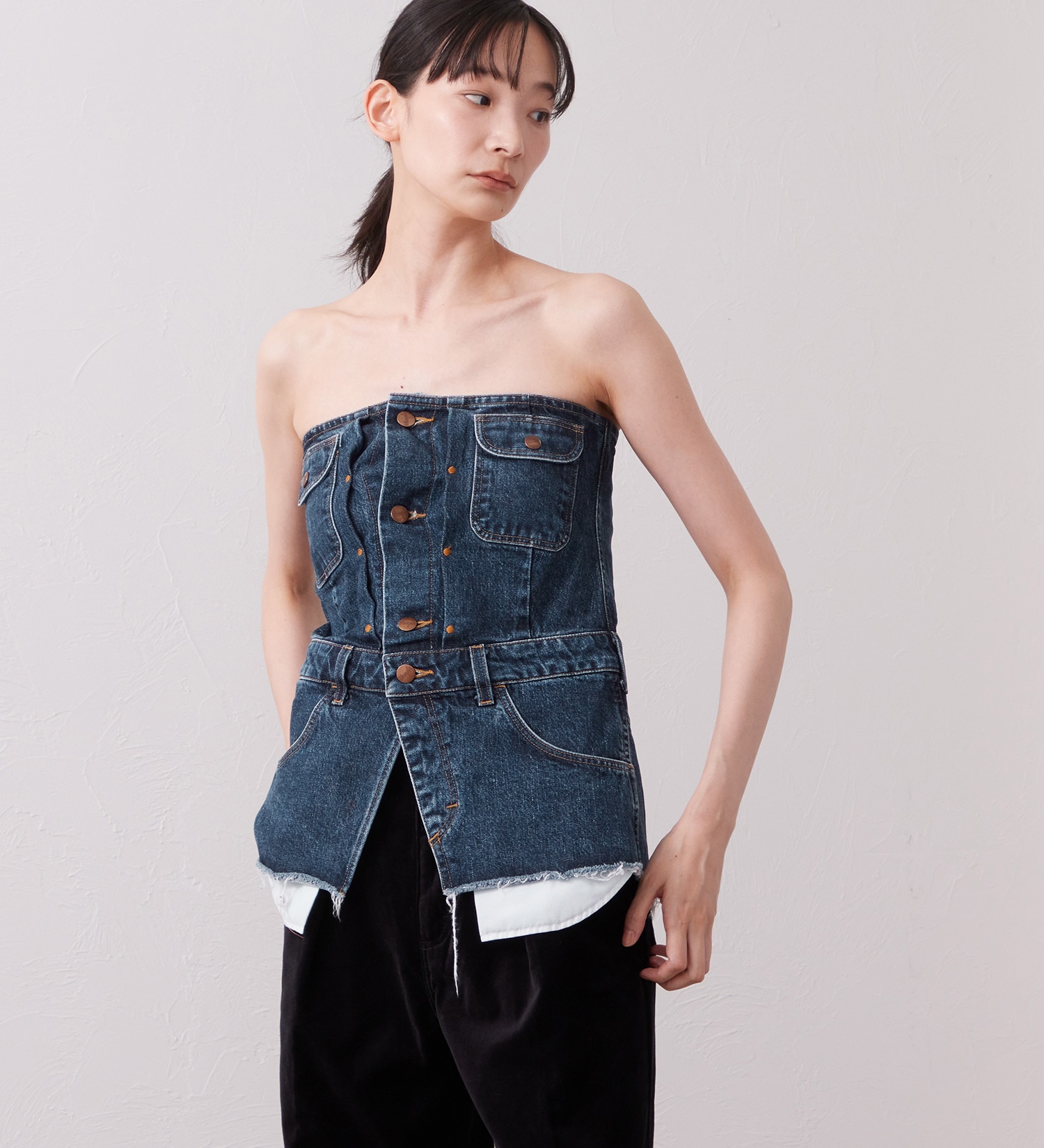 Wrangler(ラングラー)のWREMAKE BUSTIER/リメイクビスチェ【セットアップ可】|トップス/その他トップス/レディース|インディゴブルー