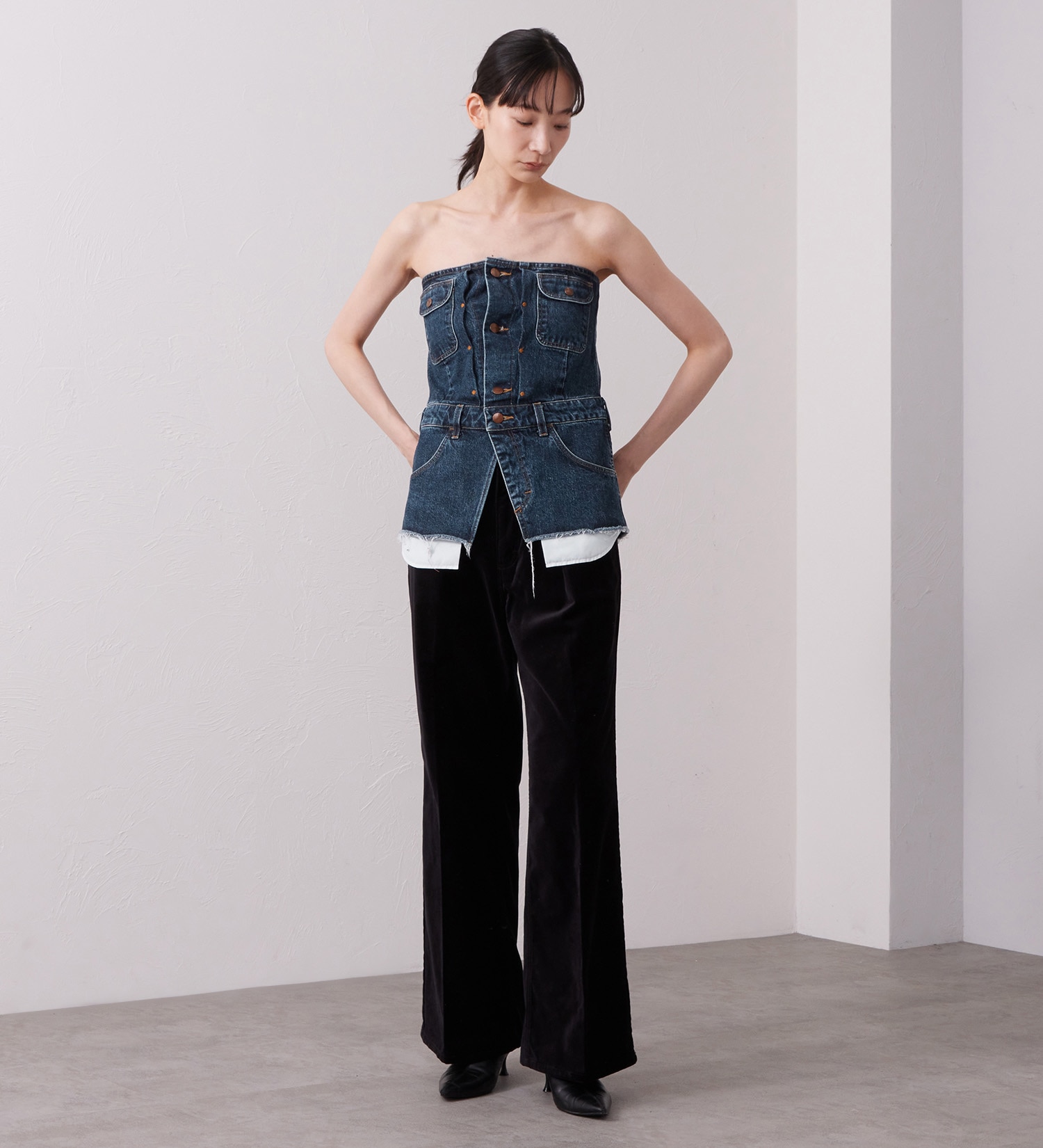 Wrangler(ラングラー)のWREMAKE BUSTIER/リメイクビスチェ【セットアップ可】|トップス/その他トップス/レディース|インディゴブルー