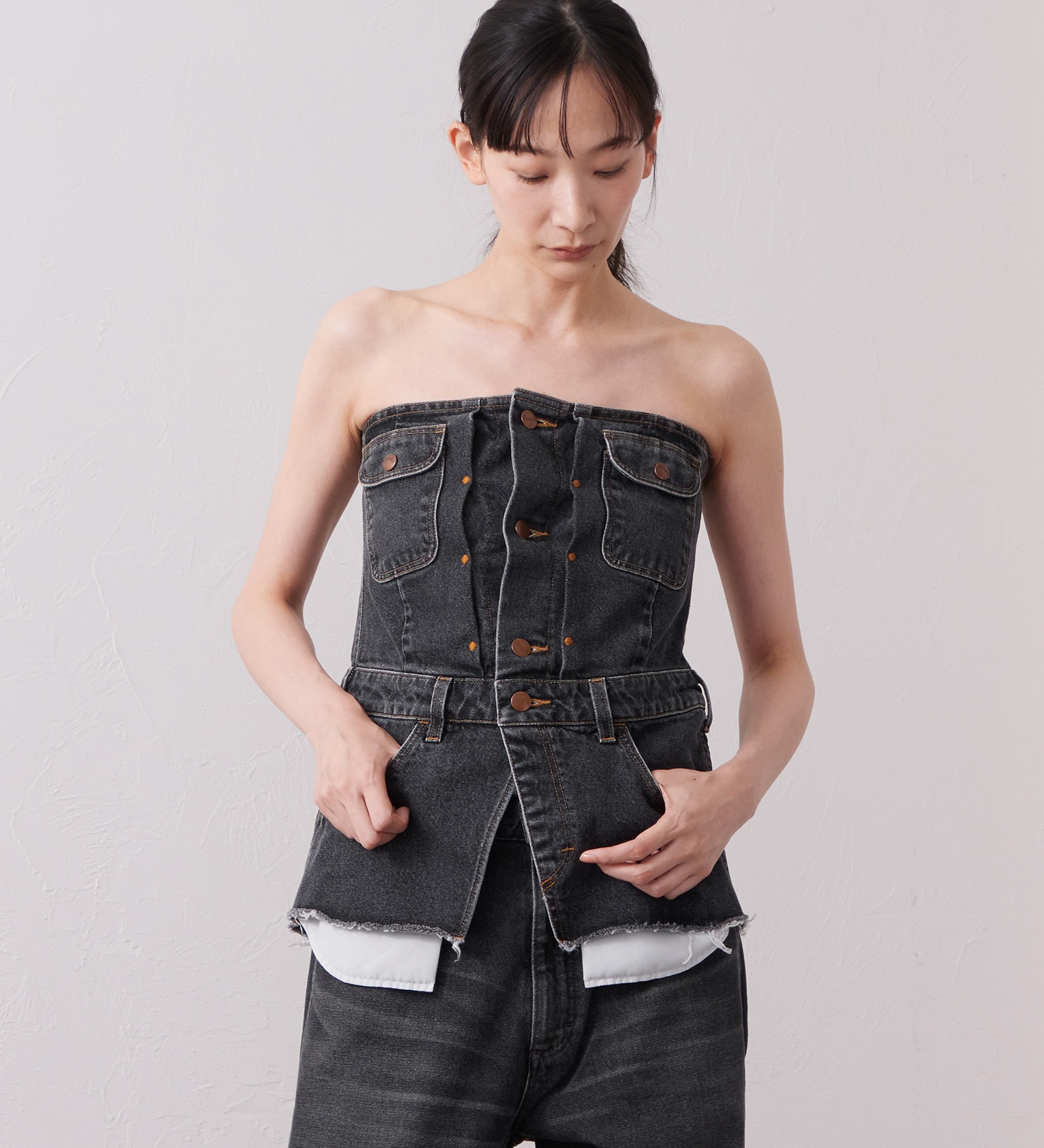 Wrangler(ラングラー)のWREMAKE BUSTIER/リメイクビスチェ【セットアップ可】|トップス/その他トップス/レディース|中色ブルー