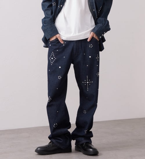 Wrangler(ラングラー)の【試着対象】13MWZ ストレートジーンズ スタッズ【US ORIGINAL】|パンツ/デニム/ジーンズパンツ/メンズ|インディゴブルー