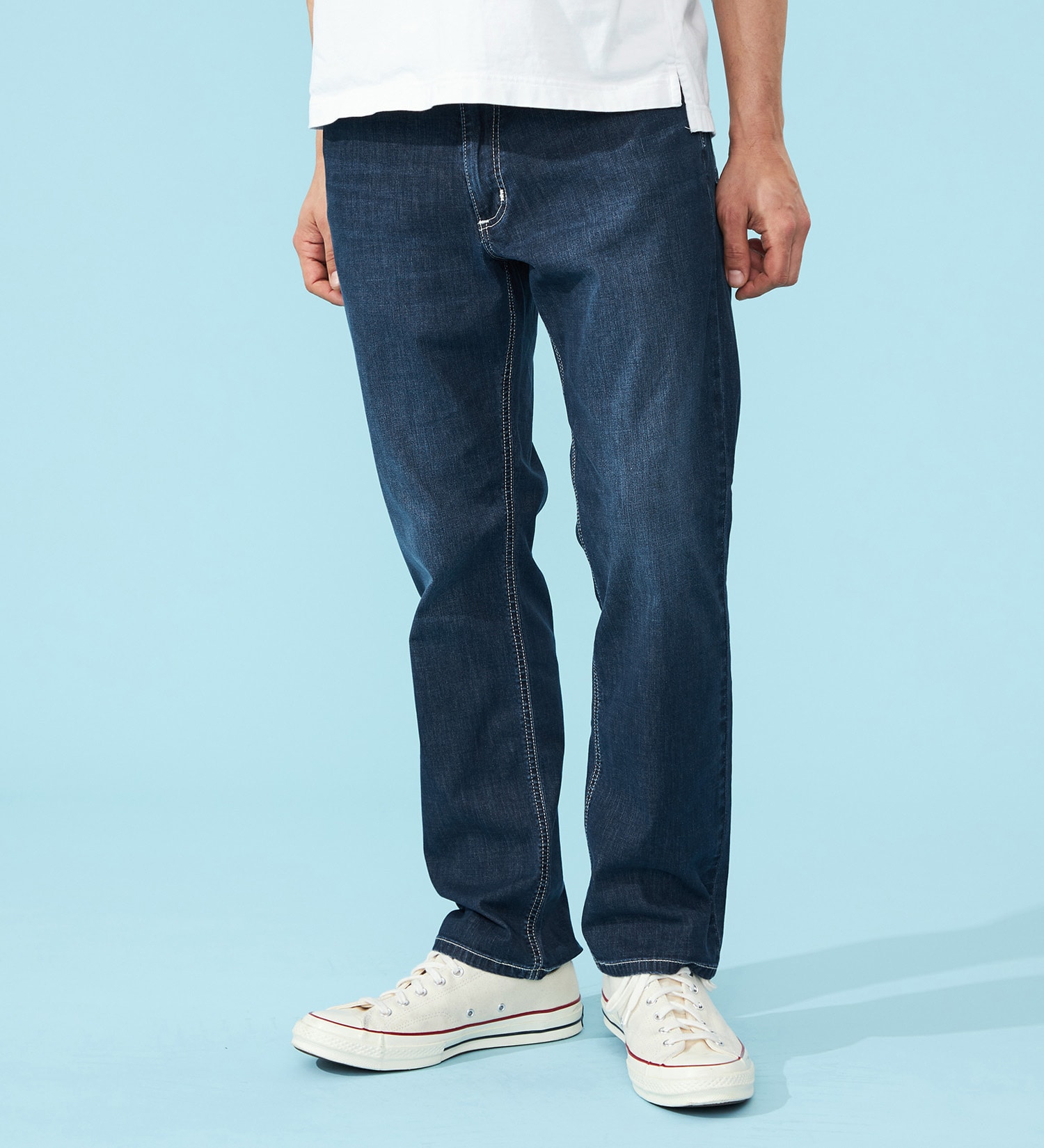 Wrangler(ラングラー)の【試着対象】【涼】吸汗速乾 ストレートデニムパンツ|パンツ/デニム/ジーンズパンツ/メンズ|中色ブルー